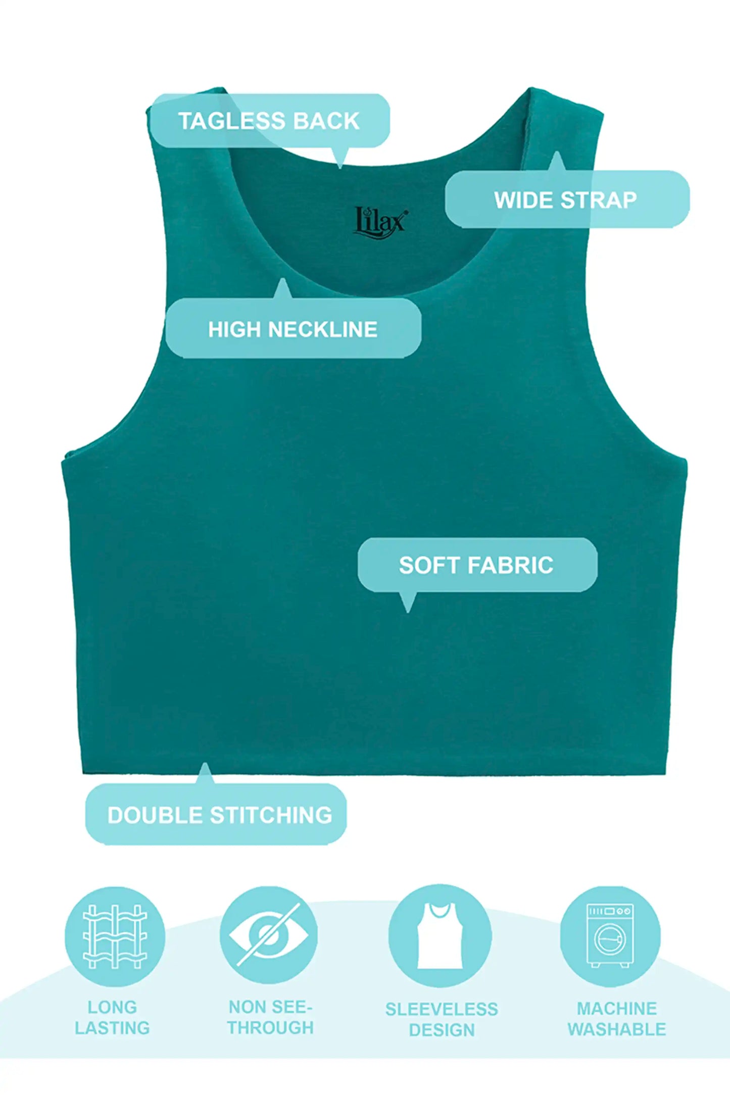 Girls' Double Lined Sleeveless Basic Crop Tank Top