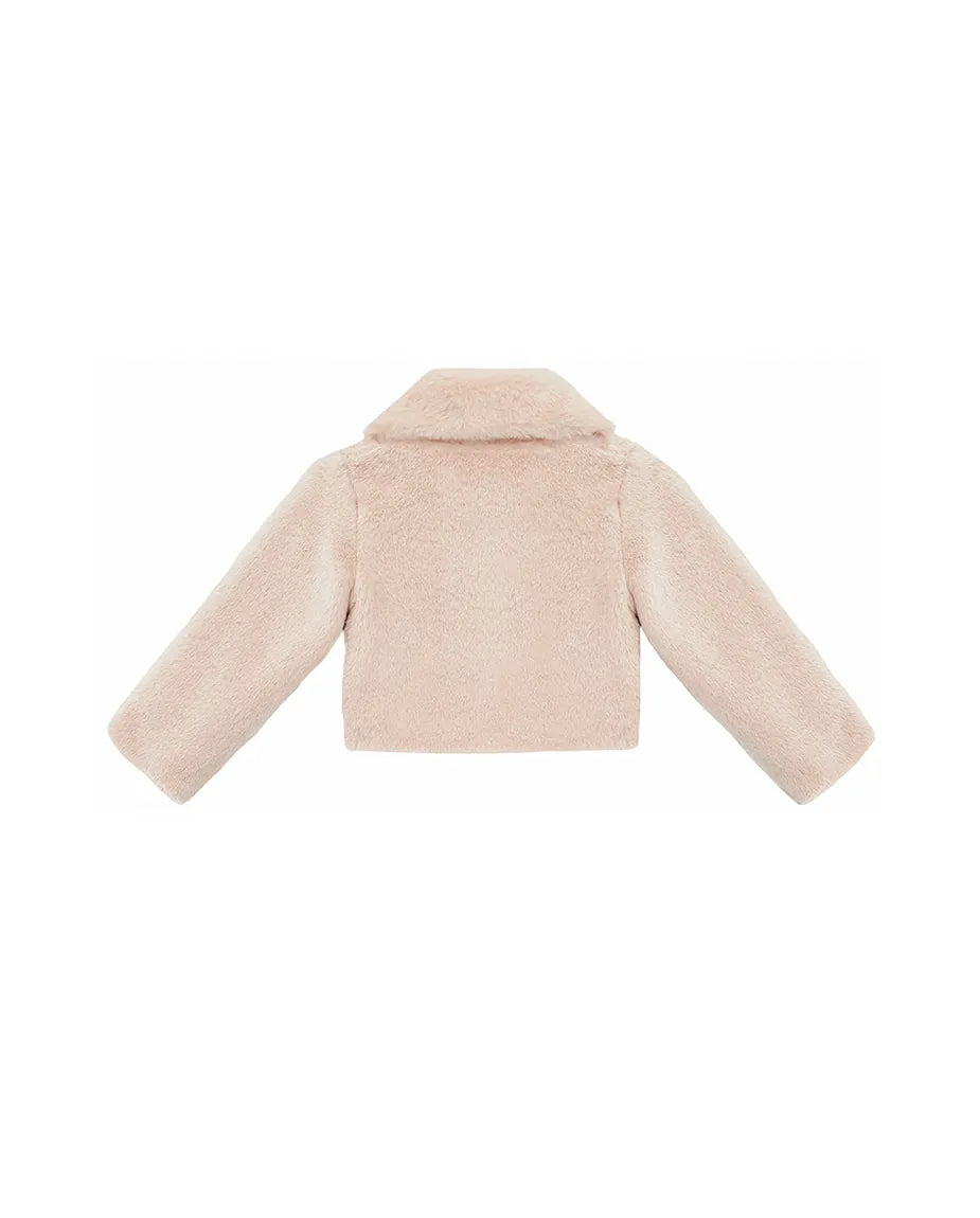 Girls Faux Fur Bolero Oversized Collar Jacket