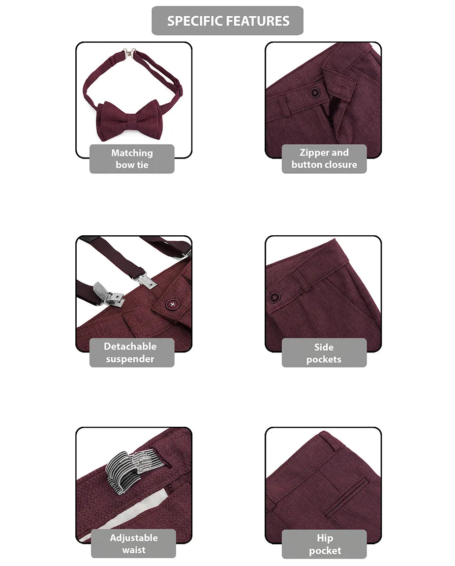 Boys Formal Slim Fit 4 Piece Pant Set