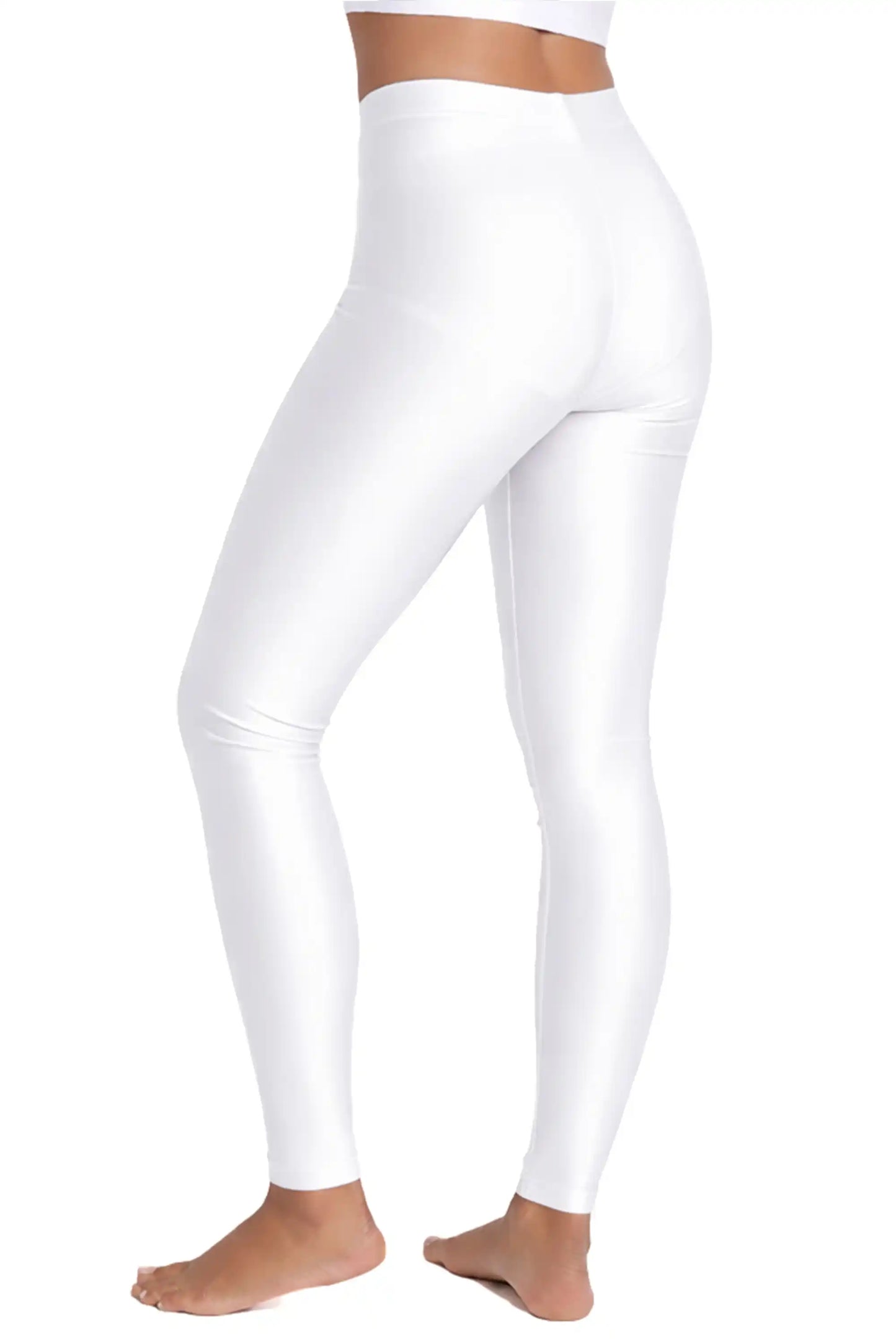 Girls Shiny High Waisted Leggings – Dance & Gymnastics Stretch Tights