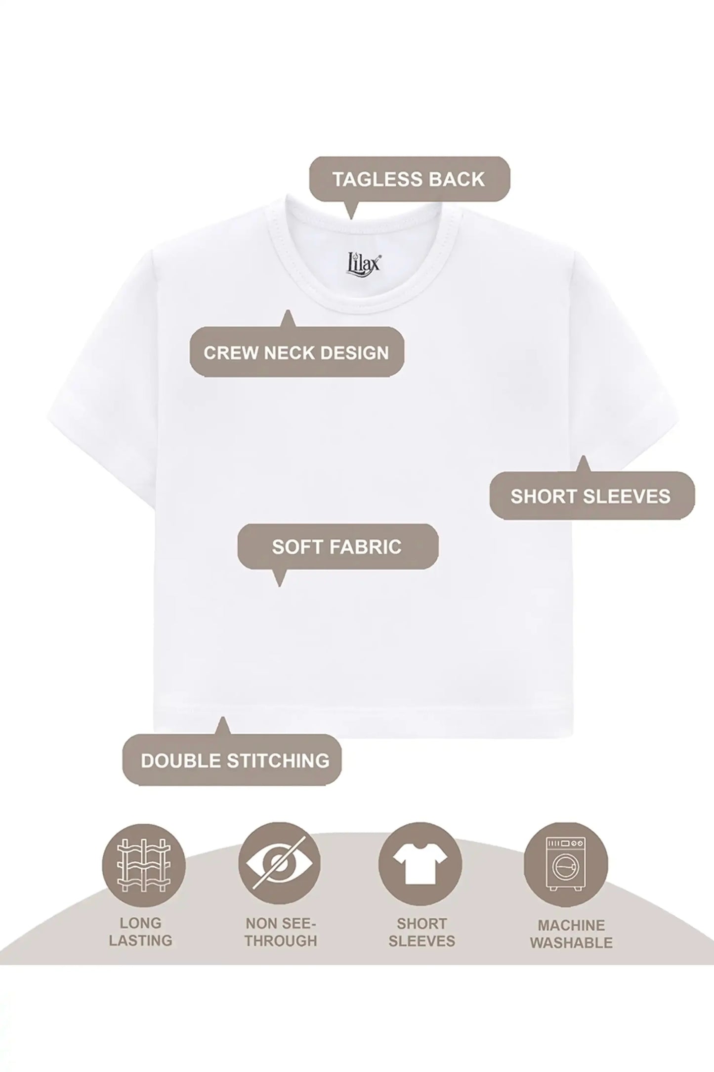 Girls Short Sleeve Crewneck Crop Top Tee