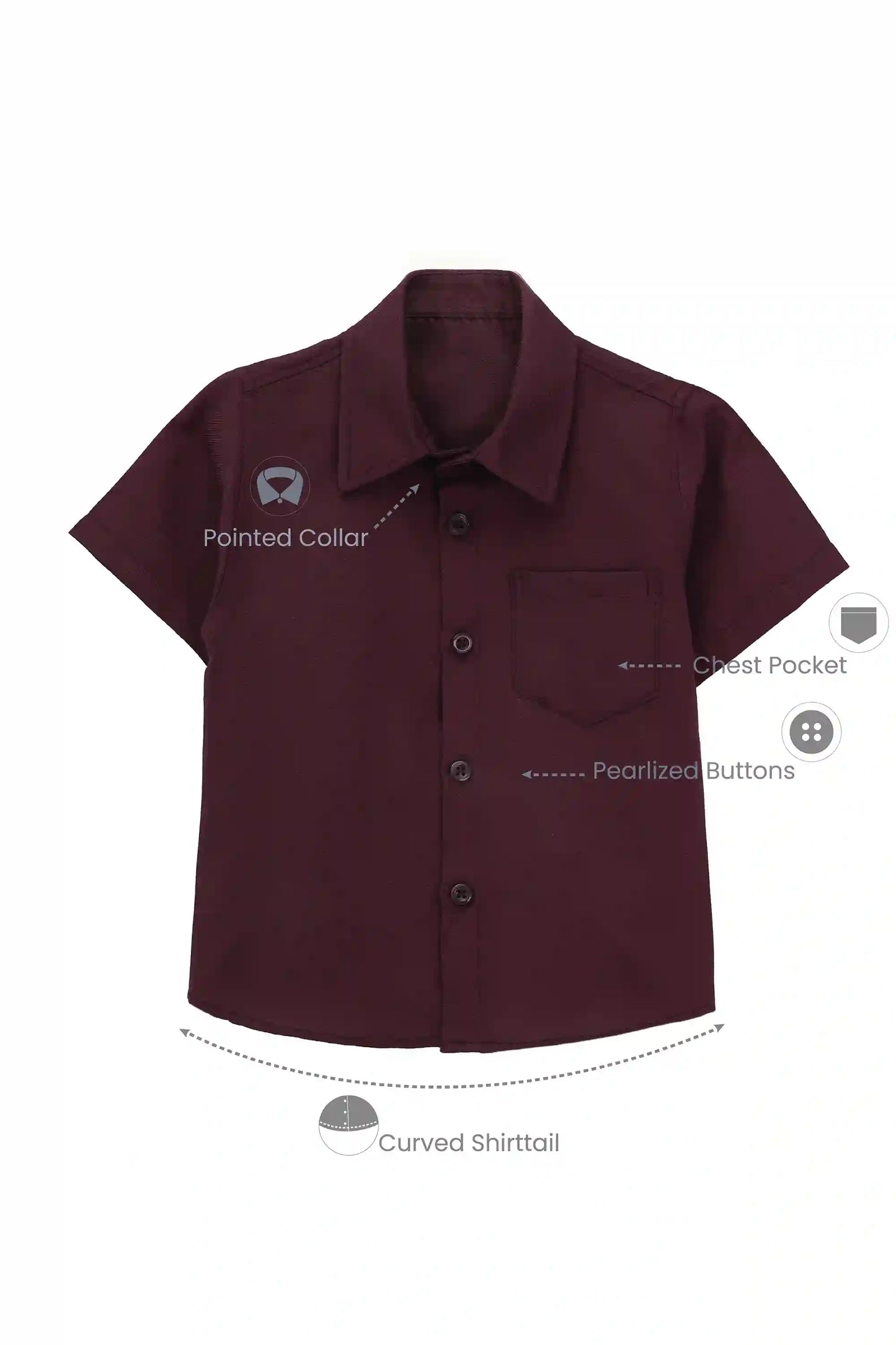 Boys' Button Down Shirt Solid Short Sleeve Classic Solid Oxford Dress Shirt