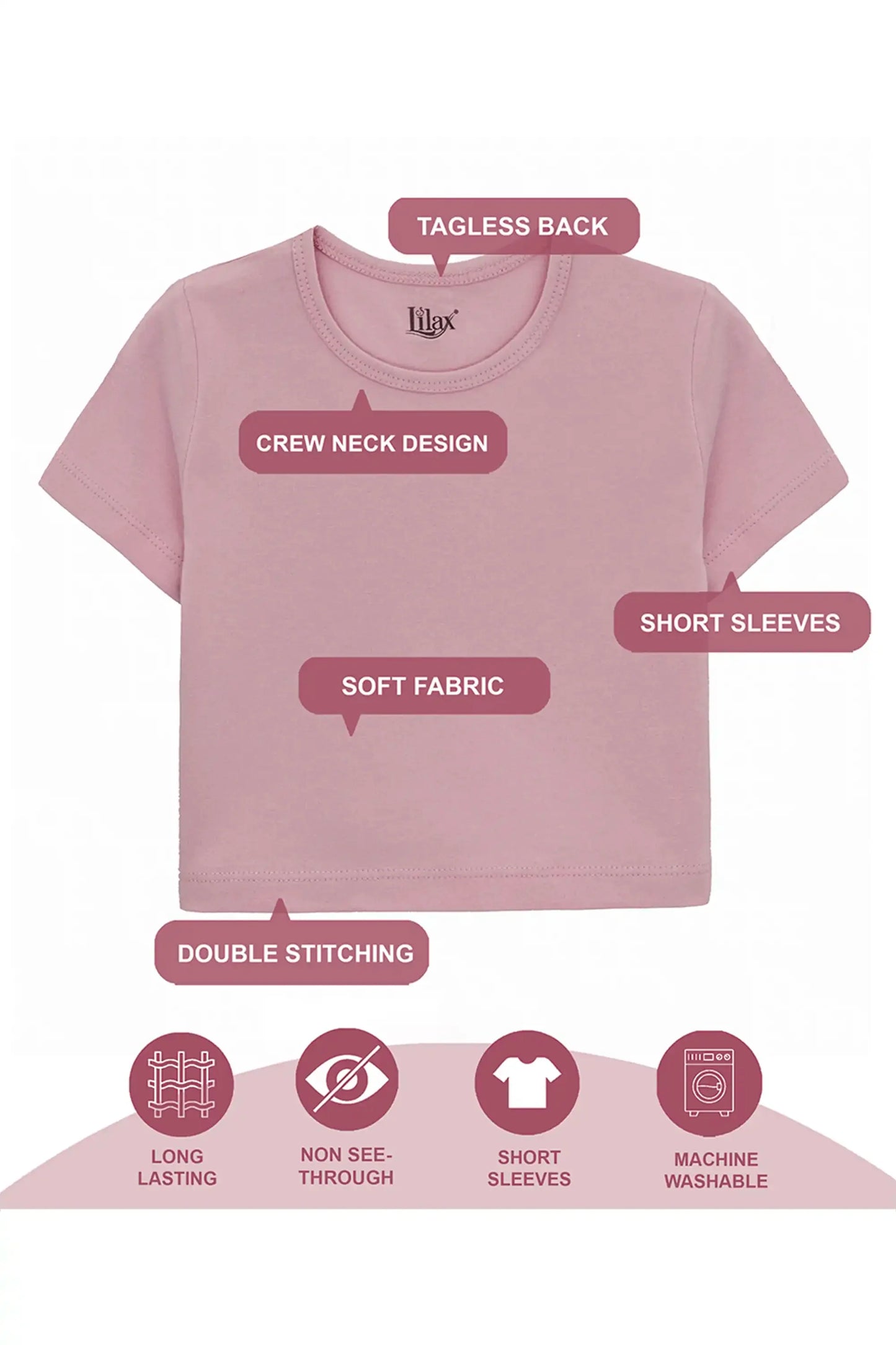 Girls Short Sleeve Crewneck Crop Top Tee