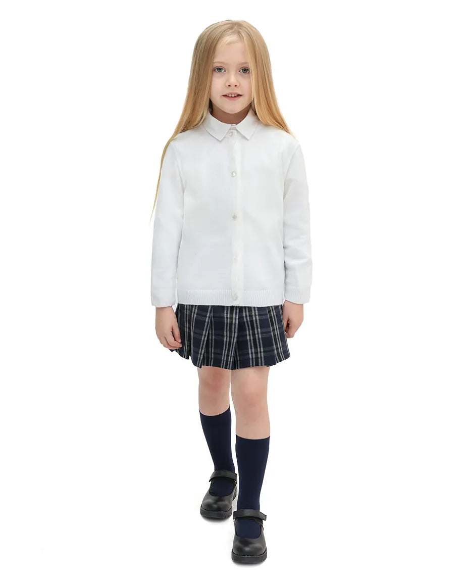 Girls Knit Pearl Buttoned Cardigan Sweater