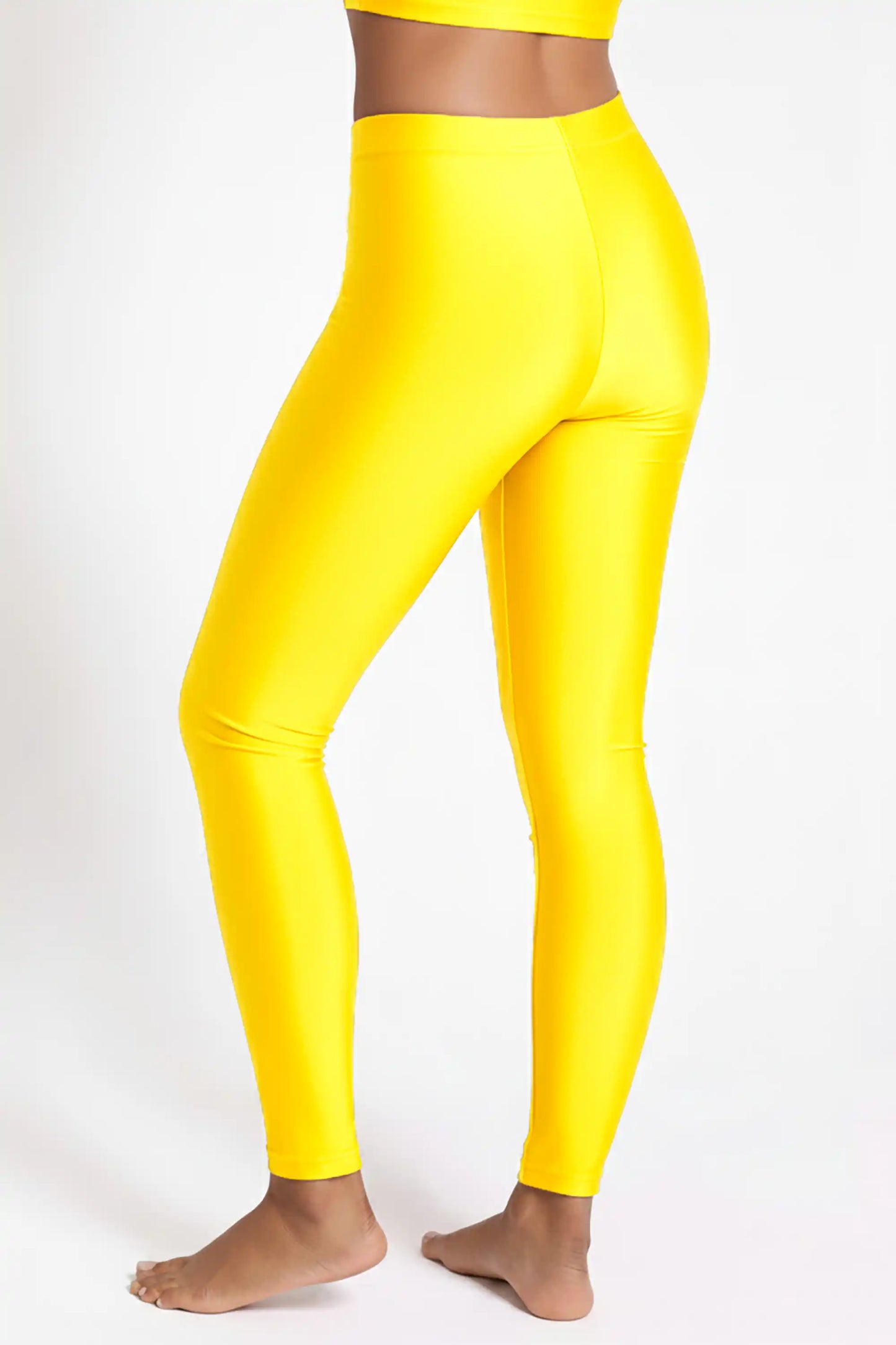 Girls Shiny High Waisted Leggings – Dance & Gymnastics Stretch Tights