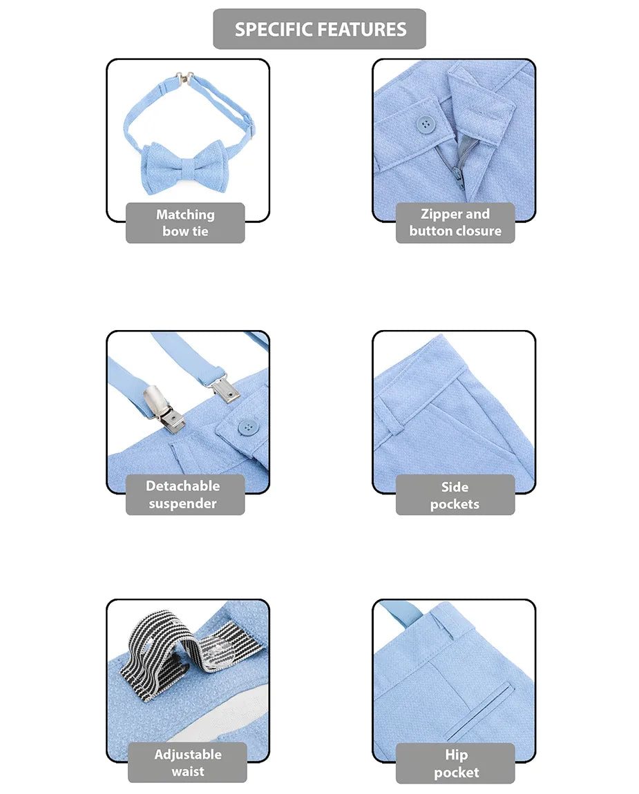 Boys Formal Slim Fit 4 Piece Pant Set