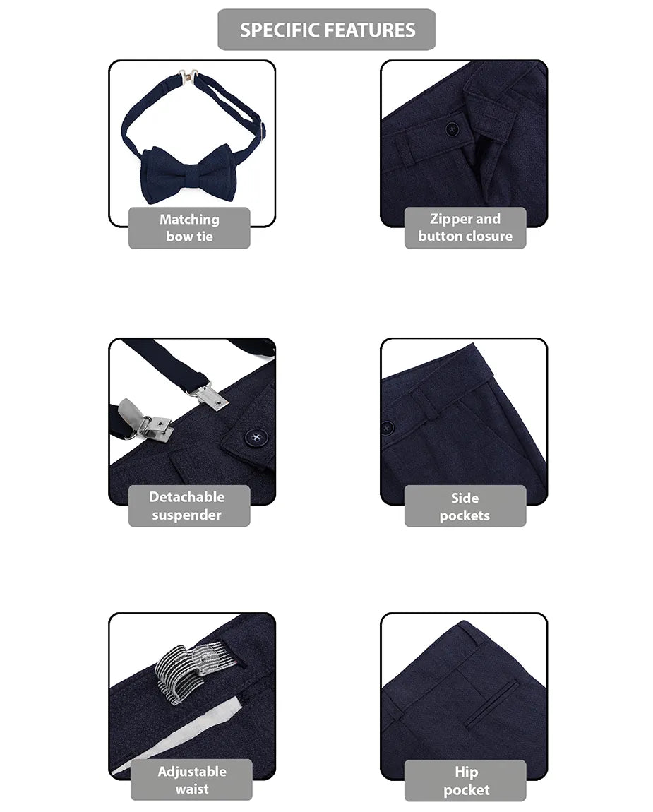 Boys Formal Slim Fit 4 Piece Pant Set