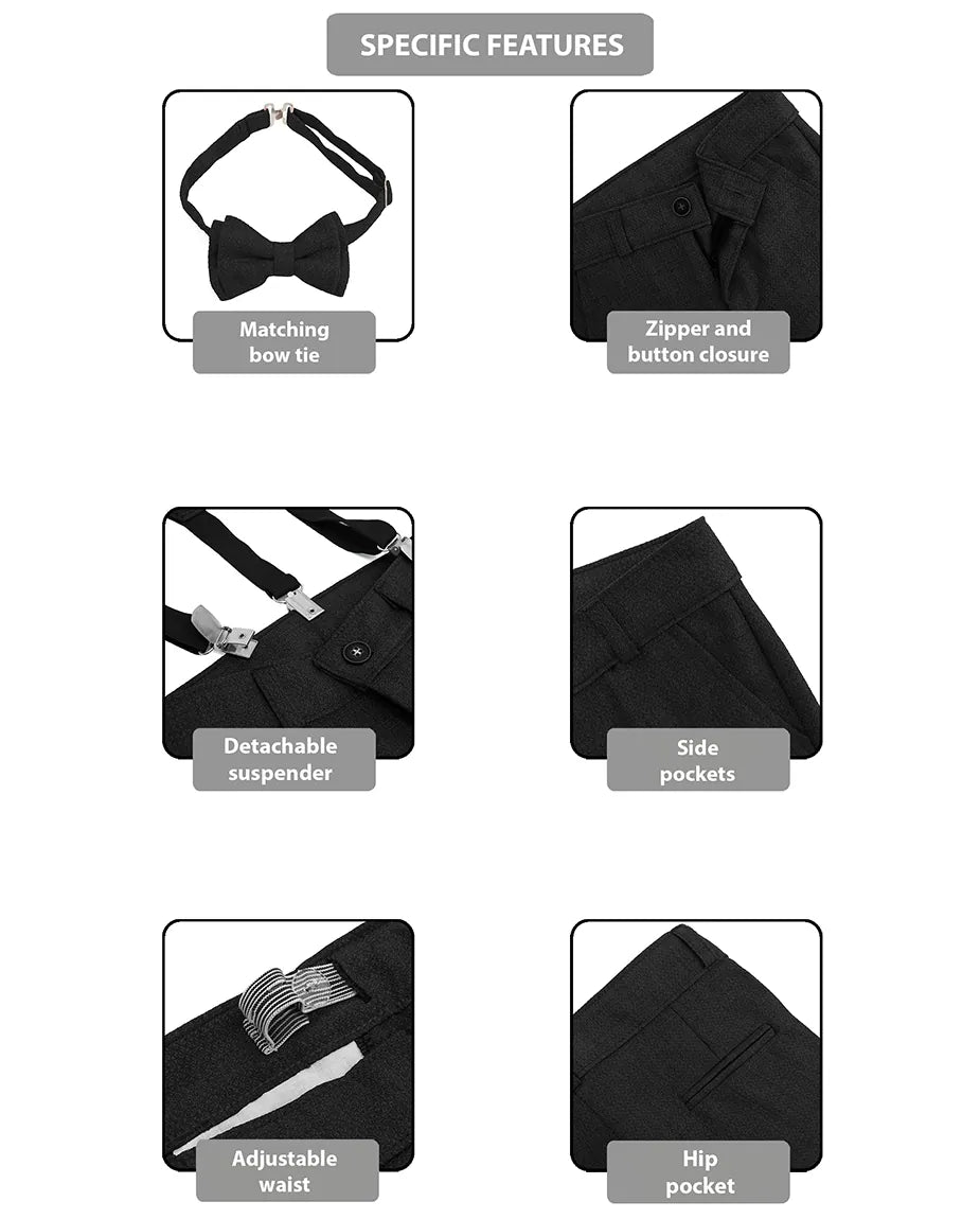 Boys Formal Slim Fit 4 Piece Pant Set
