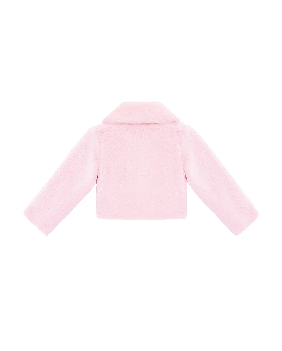 Girls Faux Fur Bolero Oversized Collar Jacket