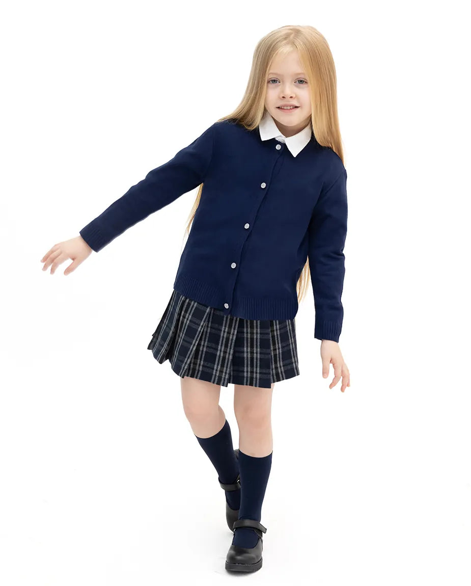 Girls Knit Pearl Buttoned Cardigan Sweater