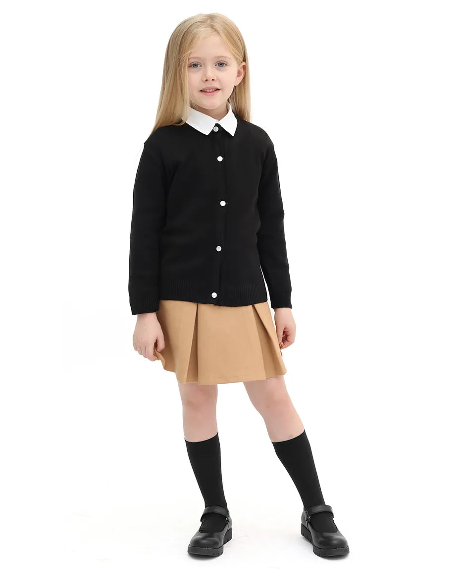 Girls Knit Pearl Buttoned Cardigan Sweater