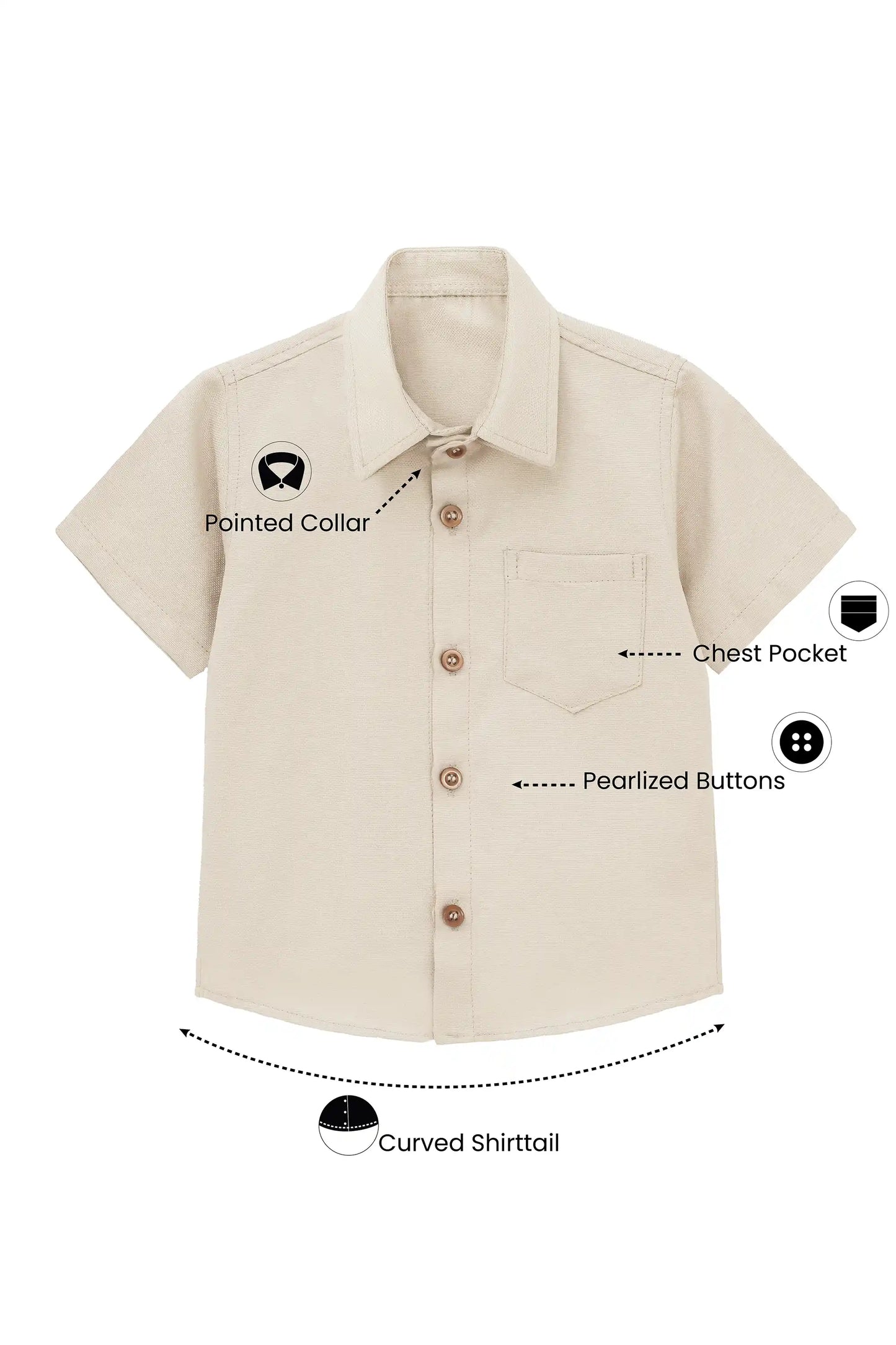 Boys' Button Down Shirt Solid Short Sleeve Classic Solid Oxford Dress Shirt