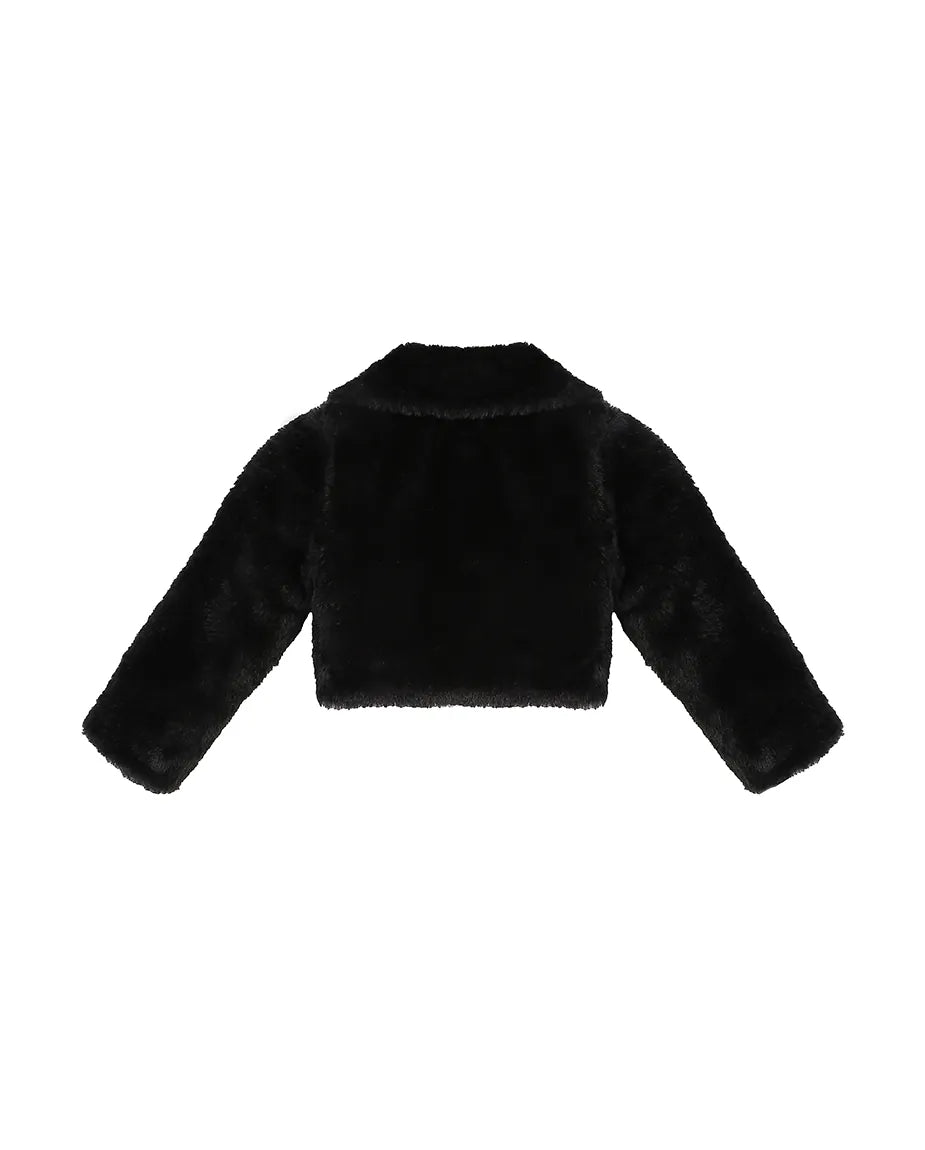 Girls Faux Fur Bolero Oversized Collar Jacket