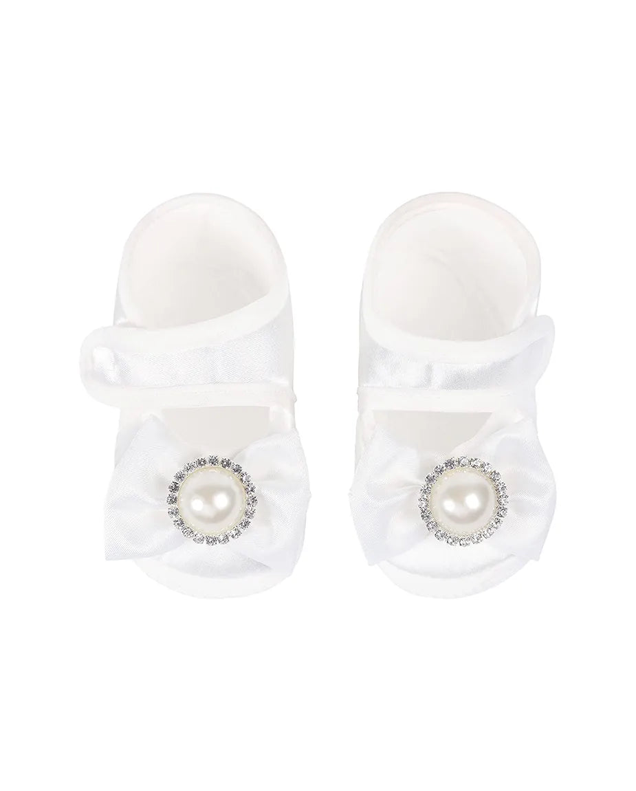 Baby Girls White Lace & Satin Christening Dress Set