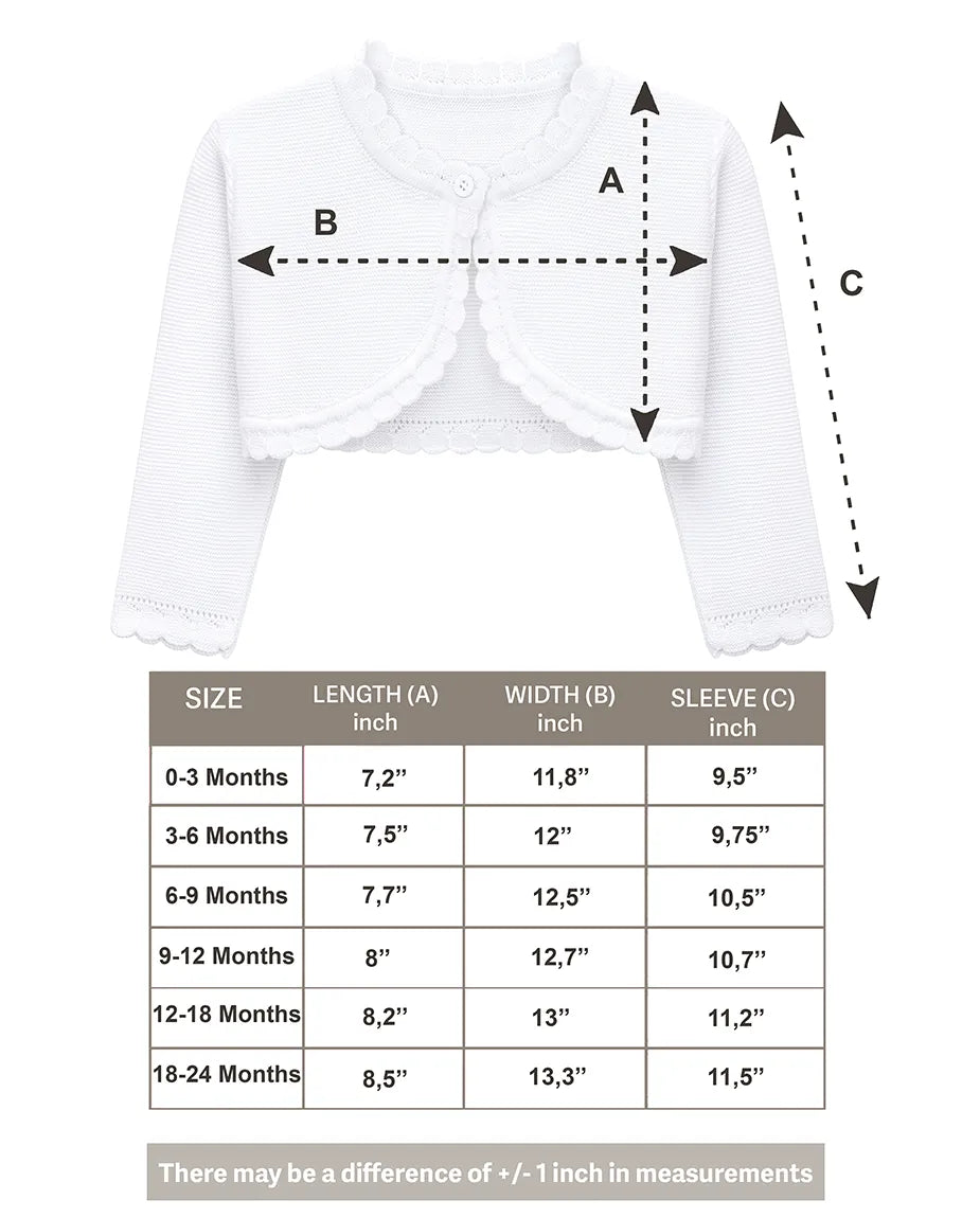 Baby Girls' Long Sleeve Knit Button Closure Bolero Shrug