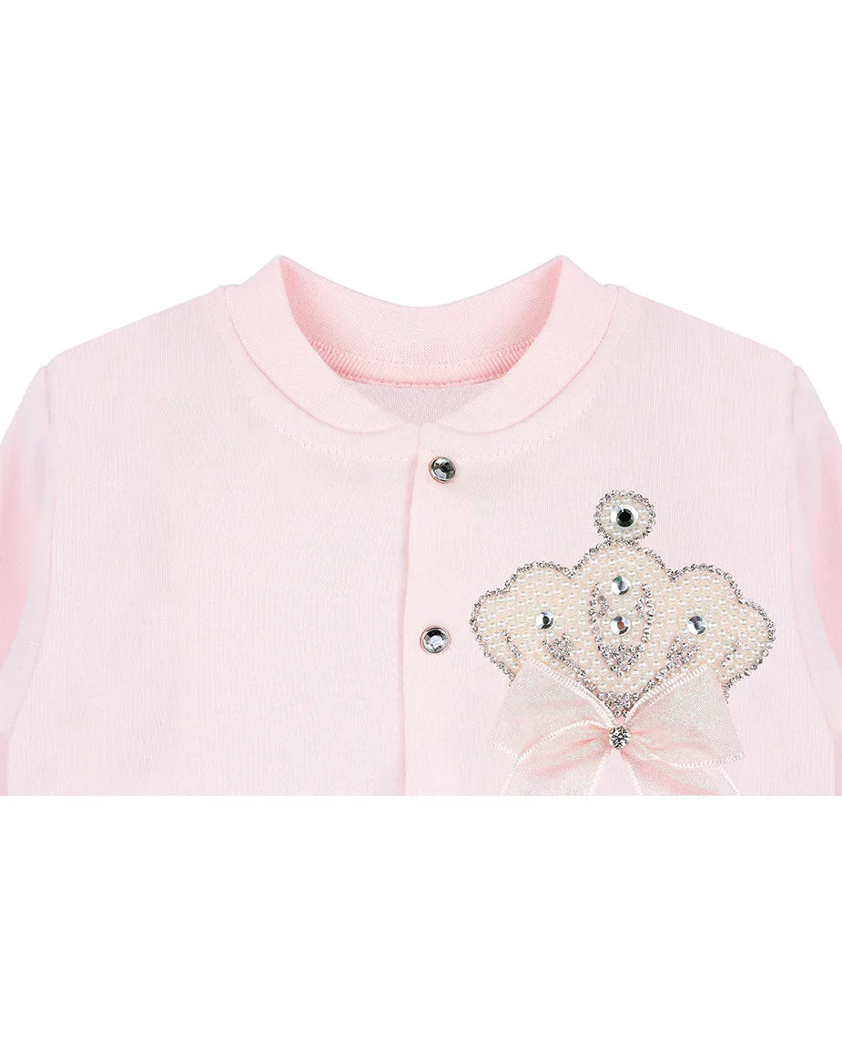 Jeweled Crown Layette Gift Set for Baby Girls: 3 Pieces