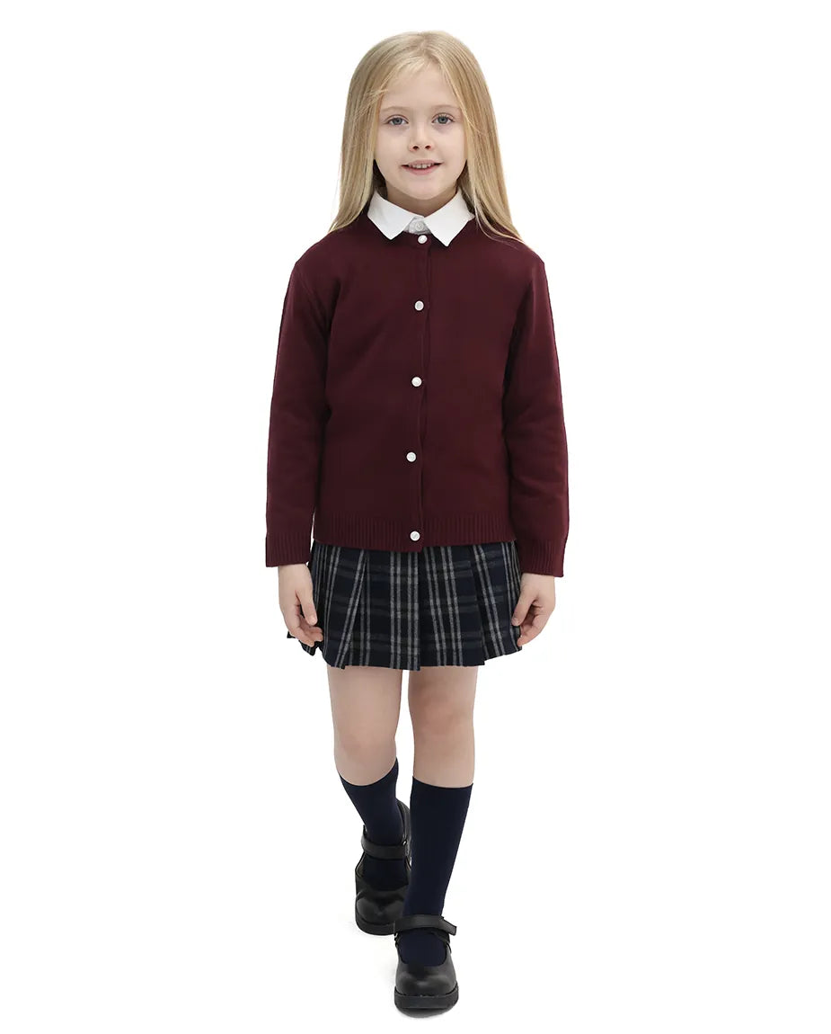 Girls Knit Pearl Buttoned Cardigan Sweater