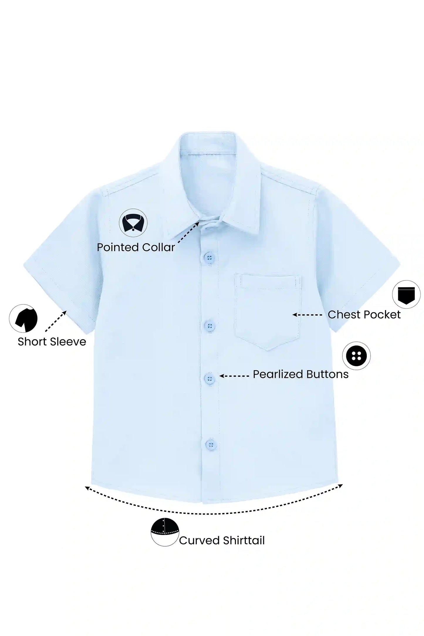 Boys' Button Down Shirt Solid Short Sleeve Classic Solid Oxford Dress Shirt
