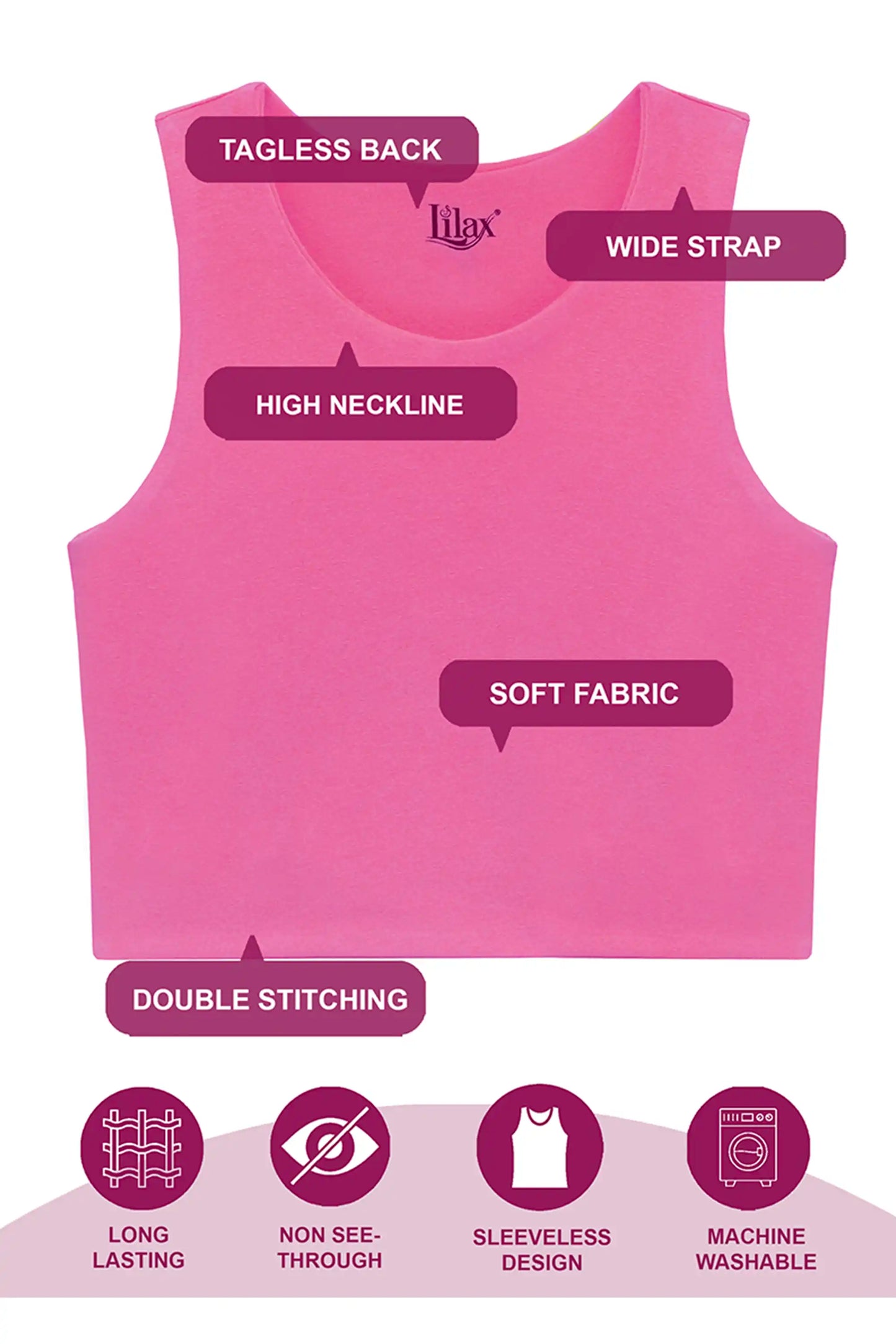 Girls' Double Lined Sleeveless Basic Crop Tank Top