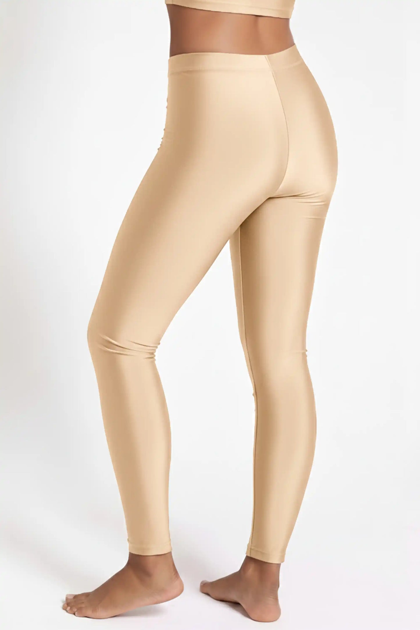 Girls Shiny High Waisted Leggings – Dance & Gymnastics Stretch Tights