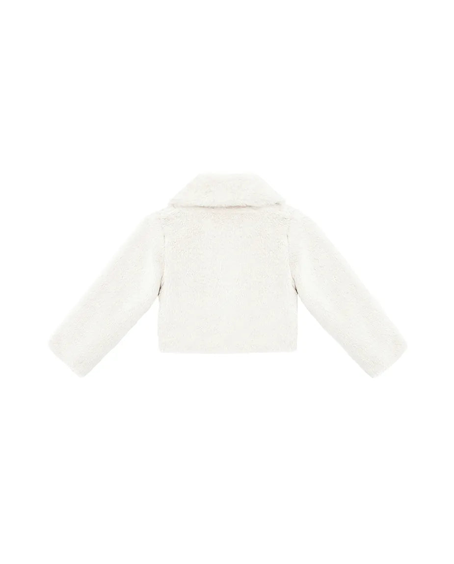 Girls Faux Fur Bolero Oversized Collar Jacket