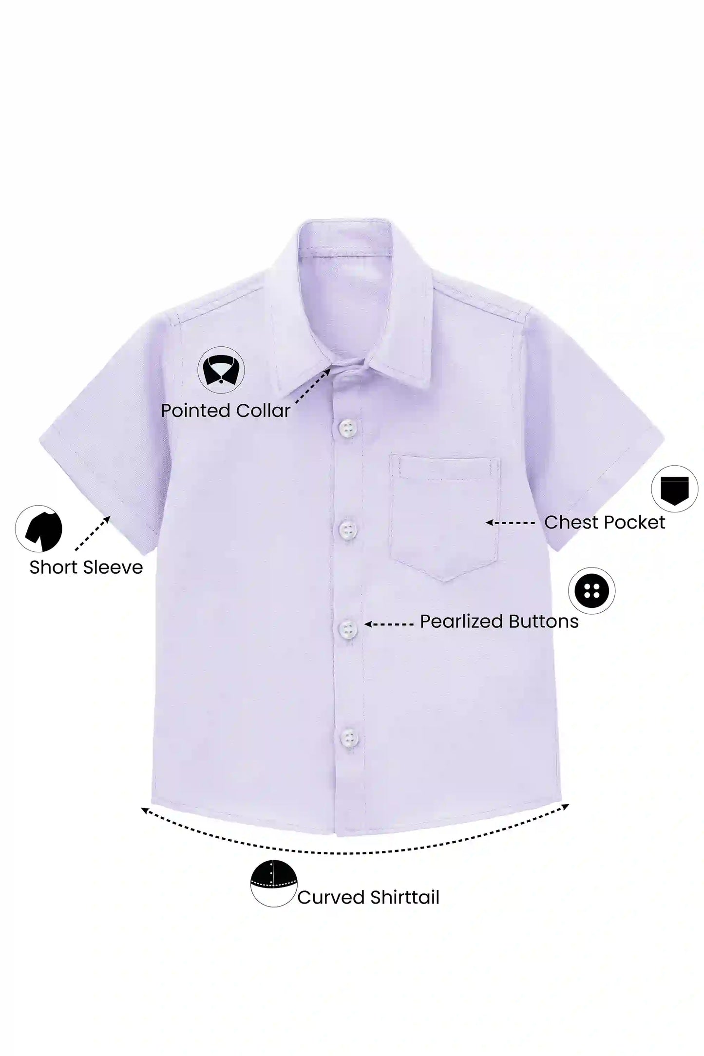 Boys' Button Down Shirt Solid Short Sleeve Classic Solid Oxford Dress Shirt