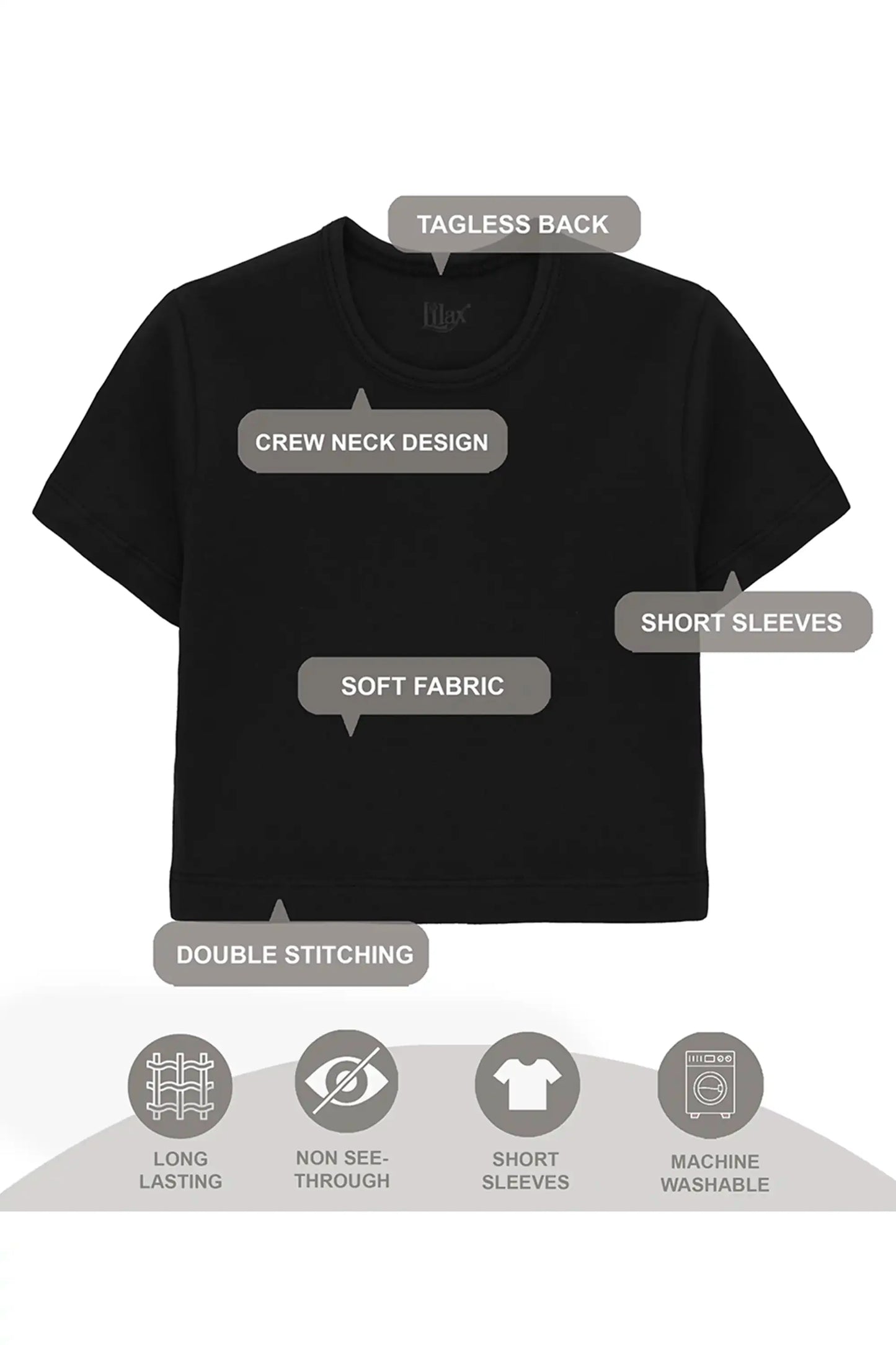 Girls Short Sleeve Crewneck Crop Top Tee