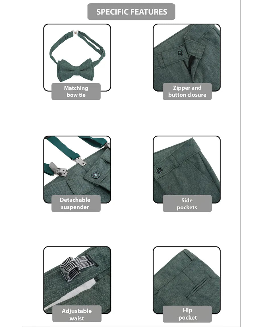 Boys Formal Slim Fit 4 Piece Pant Set