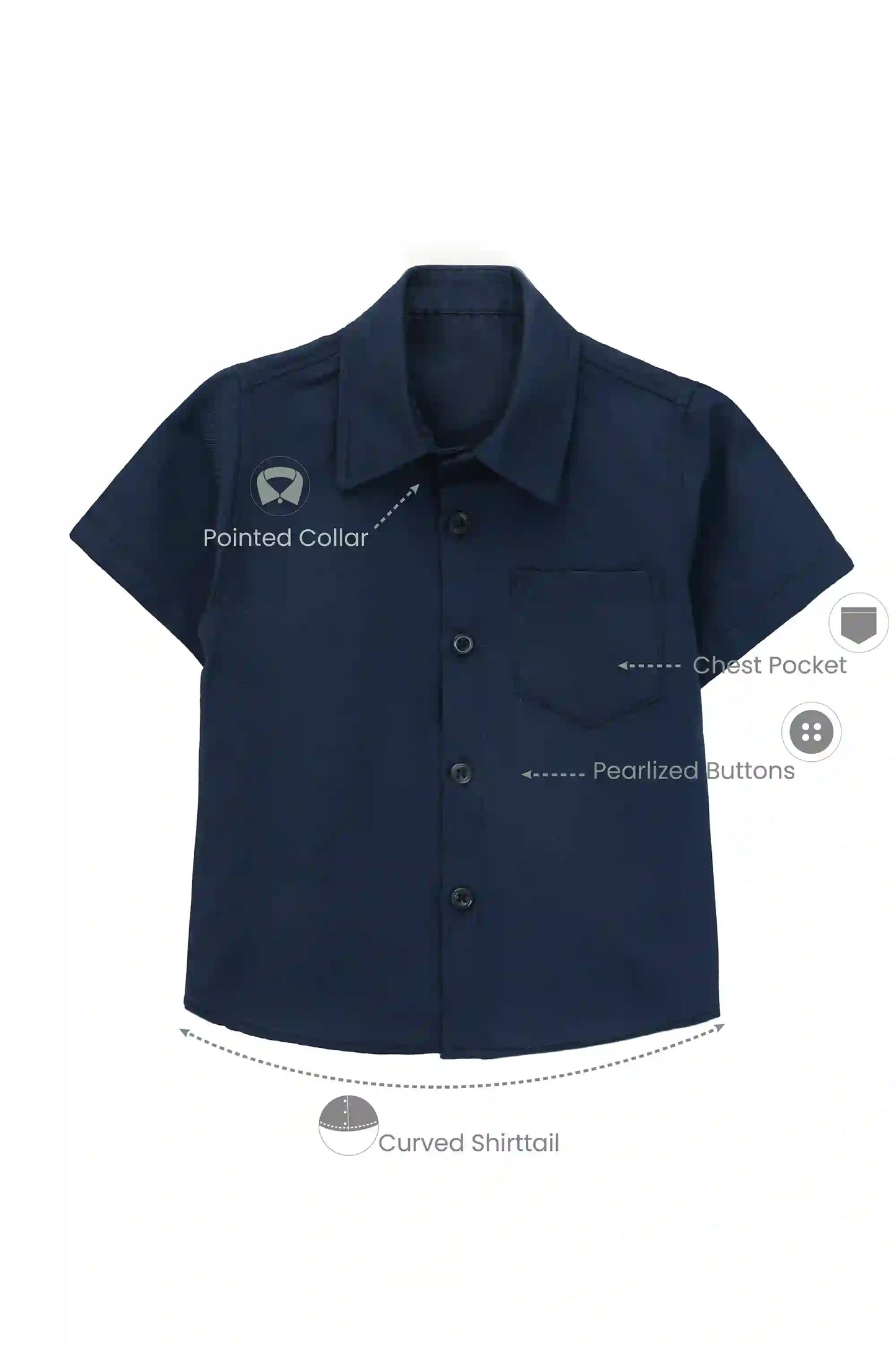 Boys' Button Down Shirt Solid Short Sleeve Classic Solid Oxford Dress Shirt