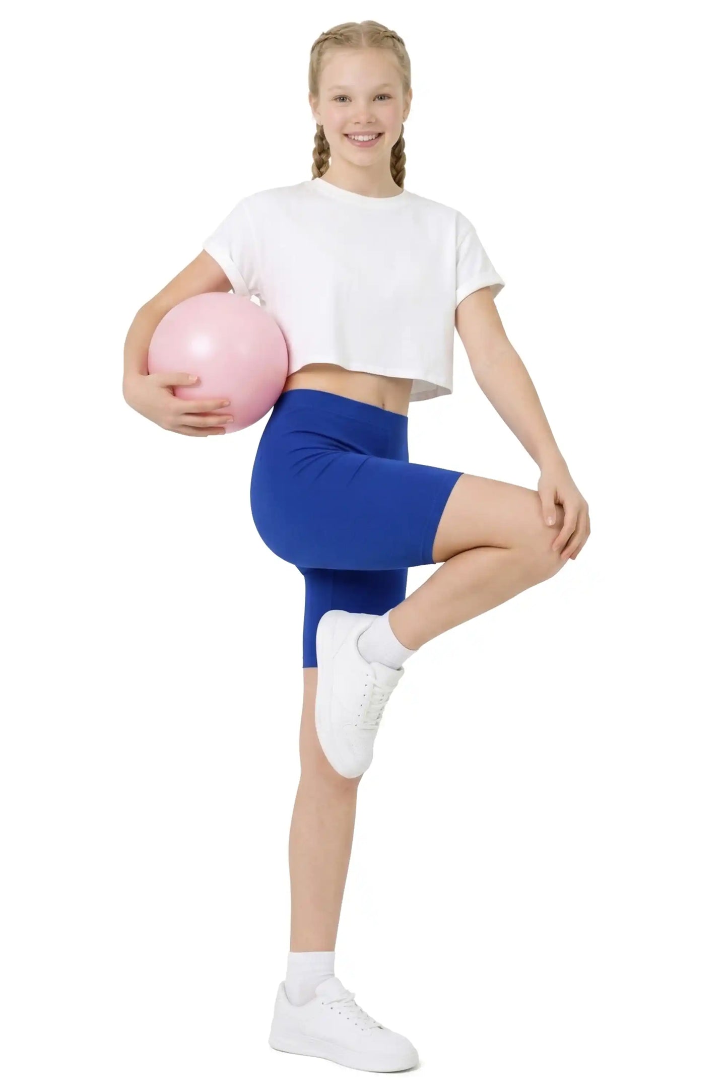 Girls' Soft Stretch Bike Shorts | Elastic Waist | Cotton Blend | Toddler & Kids Sizes 2T–12Y