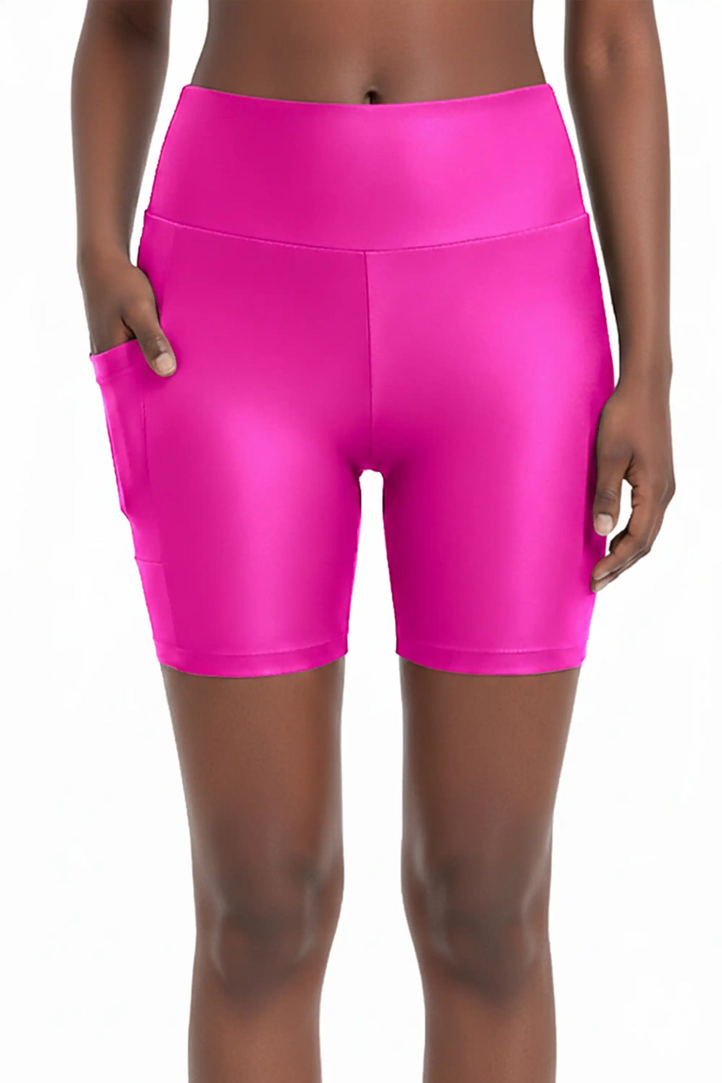 Girls Athletic Shorts with Pocket High Waisted Biker Shorts for Dance Yoga Gymnastics