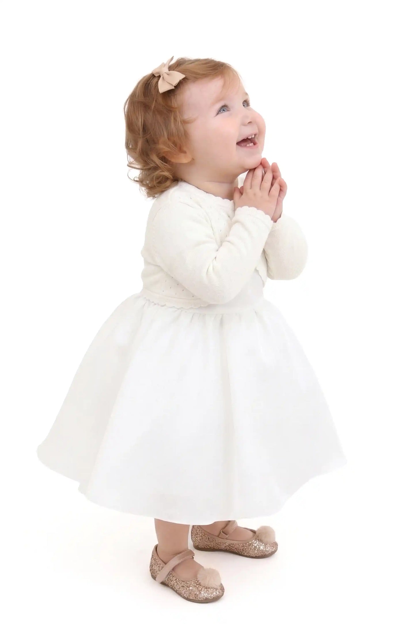 Baby Girls' Long Sleeve Knit One Button Closure Bolero Shrug