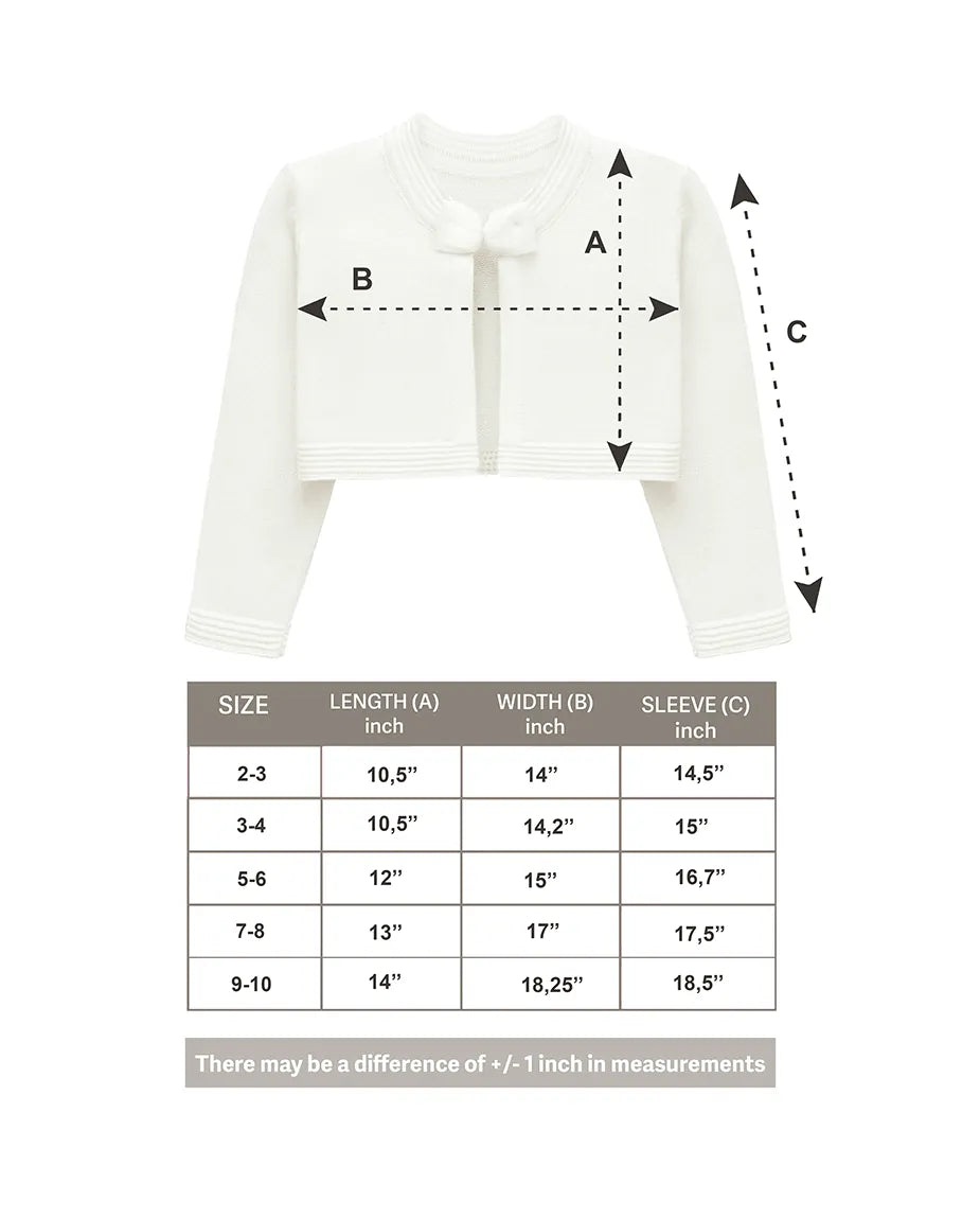 Little Girls' Long Sleeve Bowknot Closure Bolero Cardigan