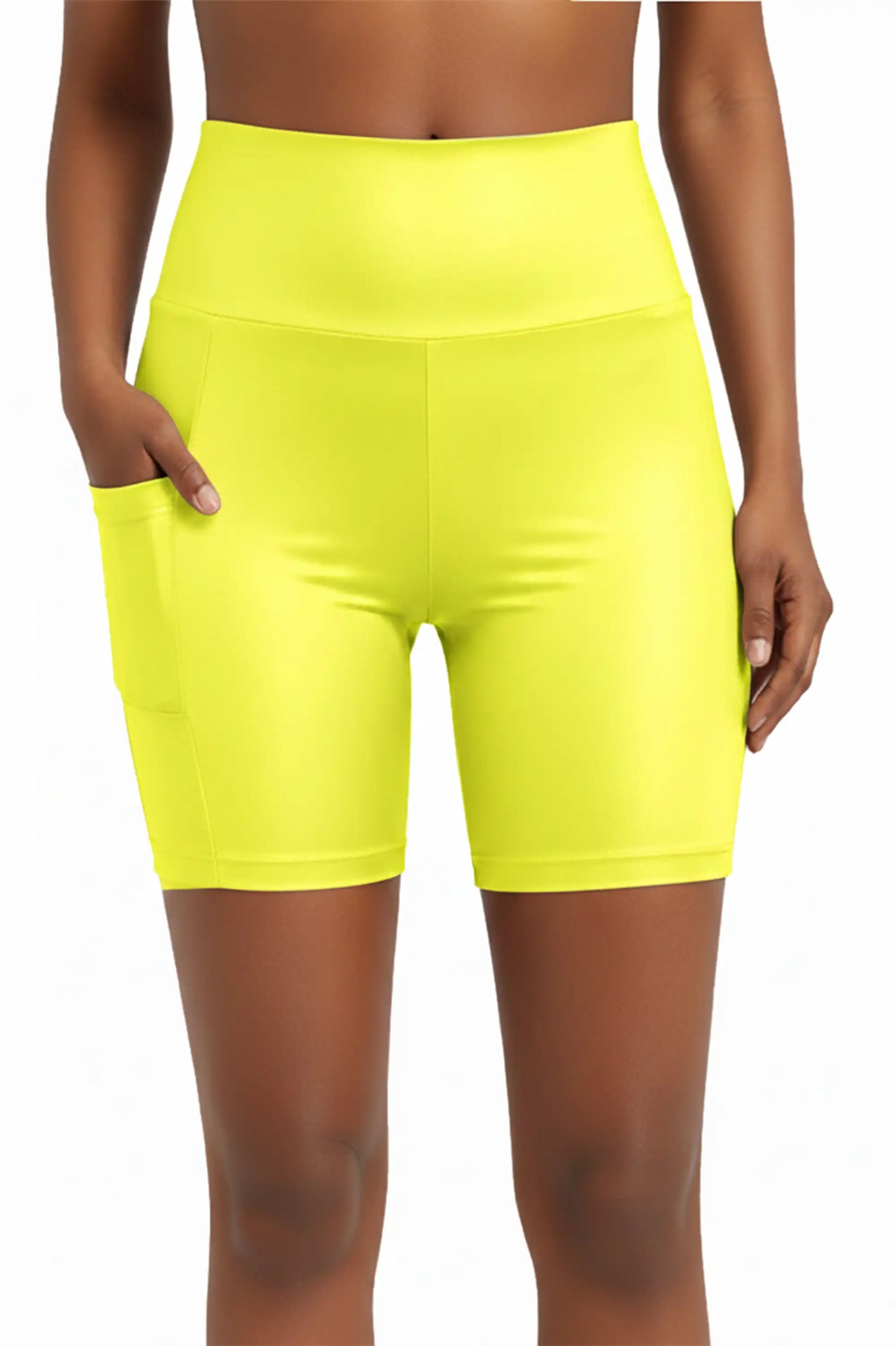 Girls Athletic Shorts with Pocket High Waisted Biker Shorts for Dance Yoga Gymnastics