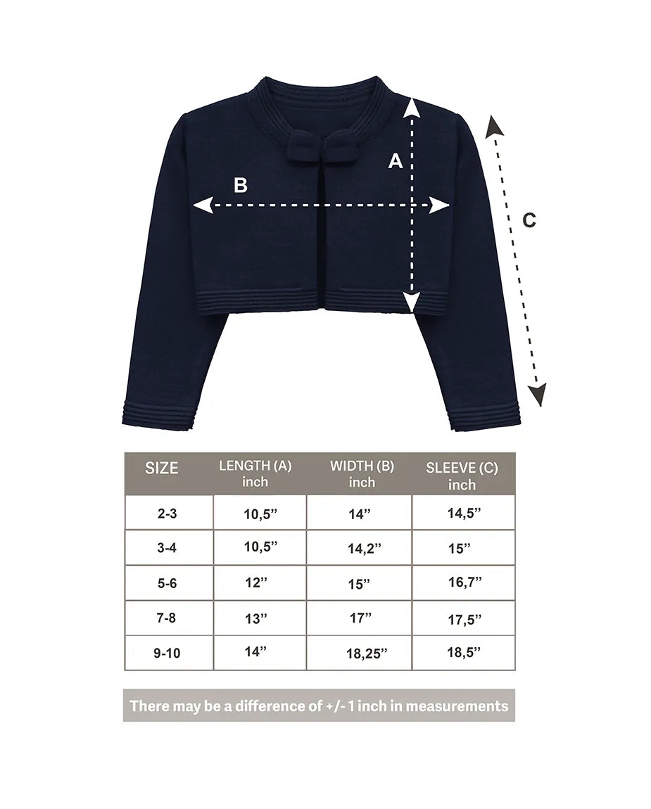 Little Girls' Long Sleeve Bowknot Closure Bolero Cardigan