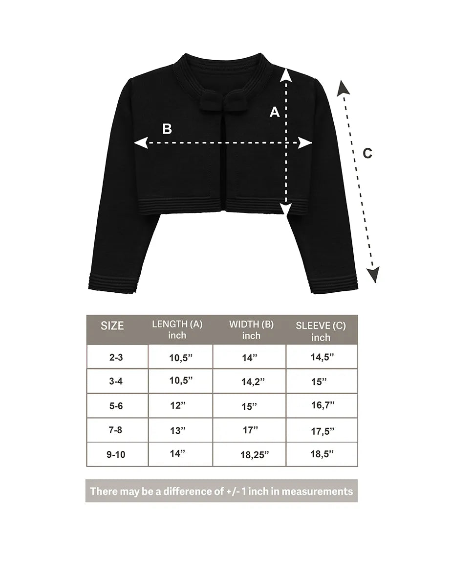 Little Girls' Long Sleeve Bowknot Closure Bolero Cardigan