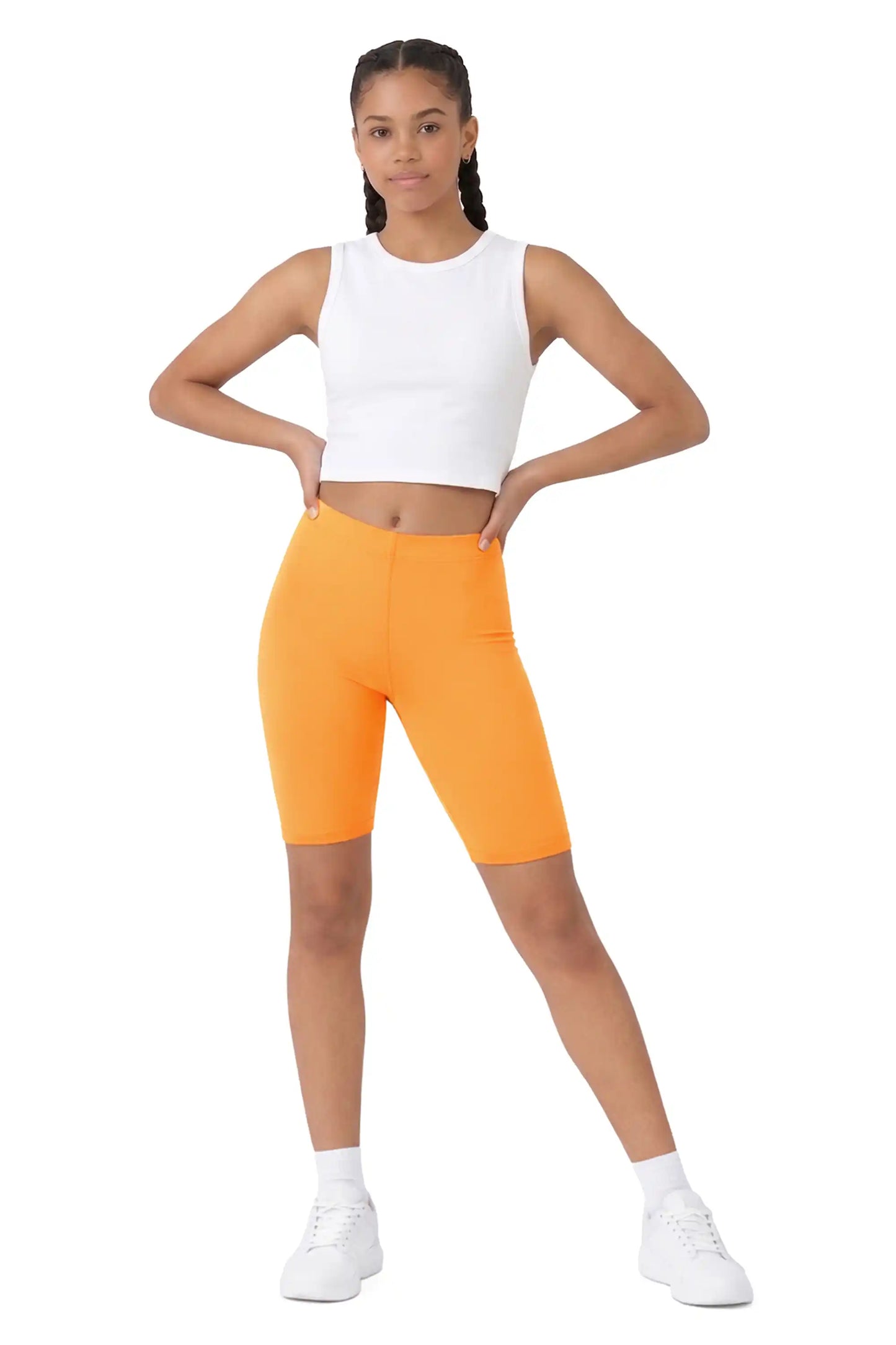 Girls' Soft Stretch Bike Shorts | Elastic Waist | Cotton Blend | Toddler & Kids Sizes 2T–12Y