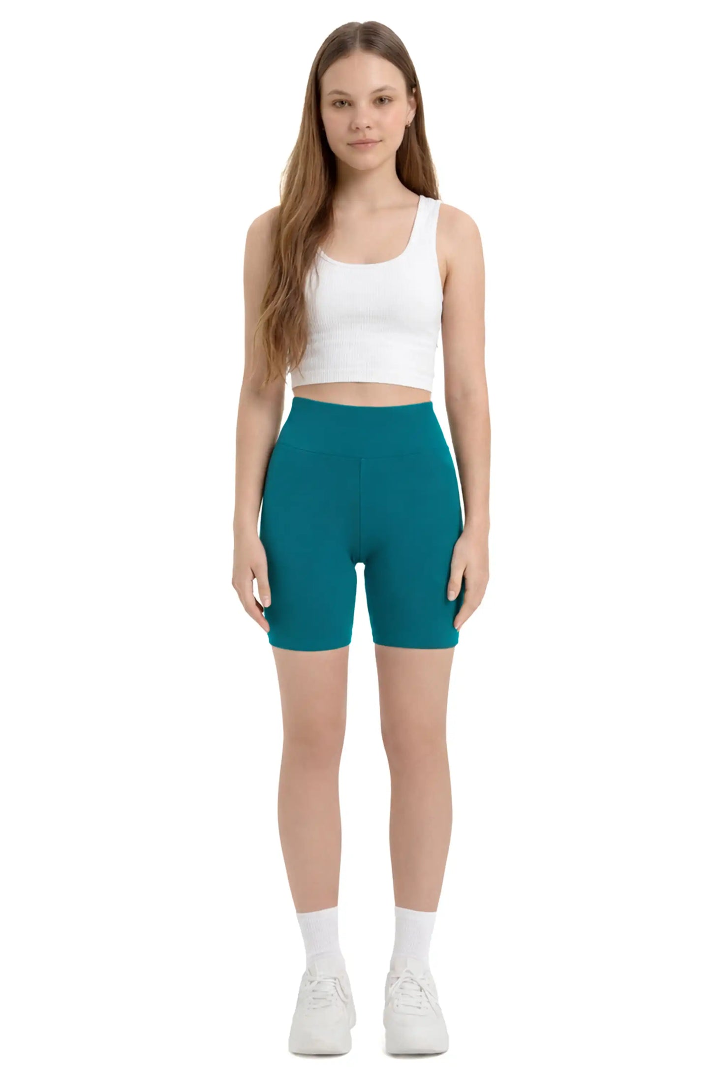 Girls High Waist Biker Shorts — Premium Soft 4-Way Stretch Yoga & Dance Athletic Shorts