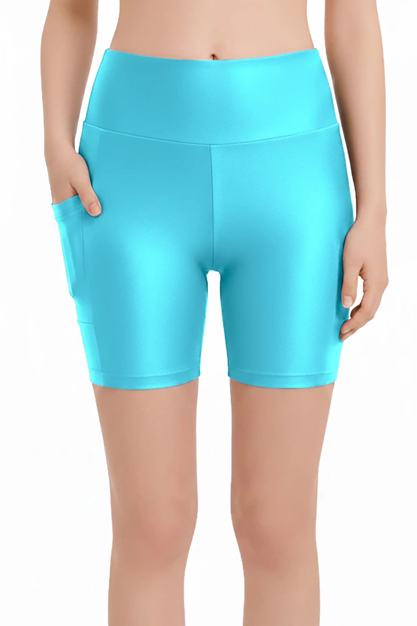 Girls Athletic Shorts with Pocket High Waisted Biker Shorts for Dance Yoga Gymnastics