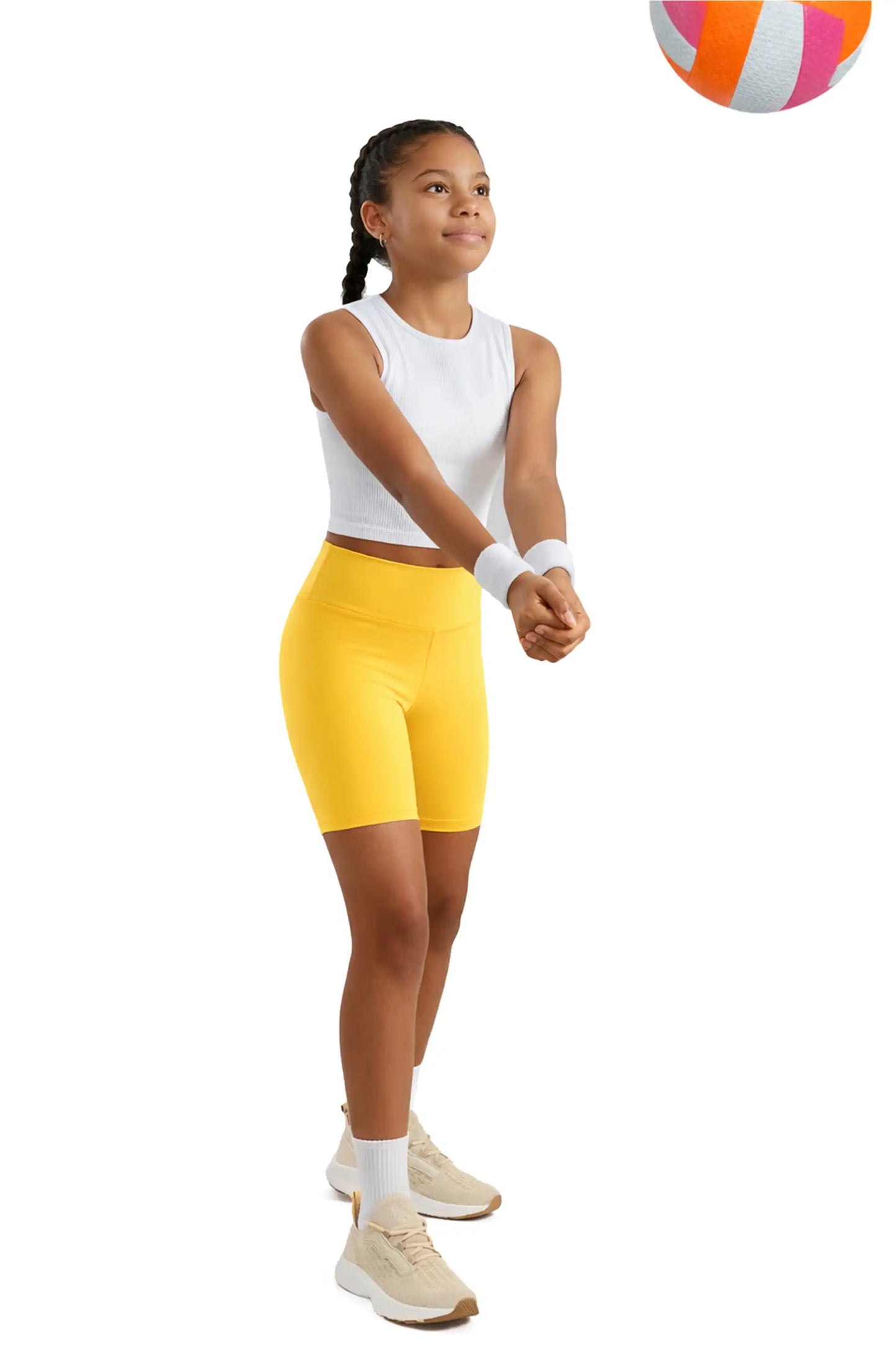 Girls High Waist Biker Shorts — Premium Soft 4-Way Stretch Yoga & Dance Athletic Shorts