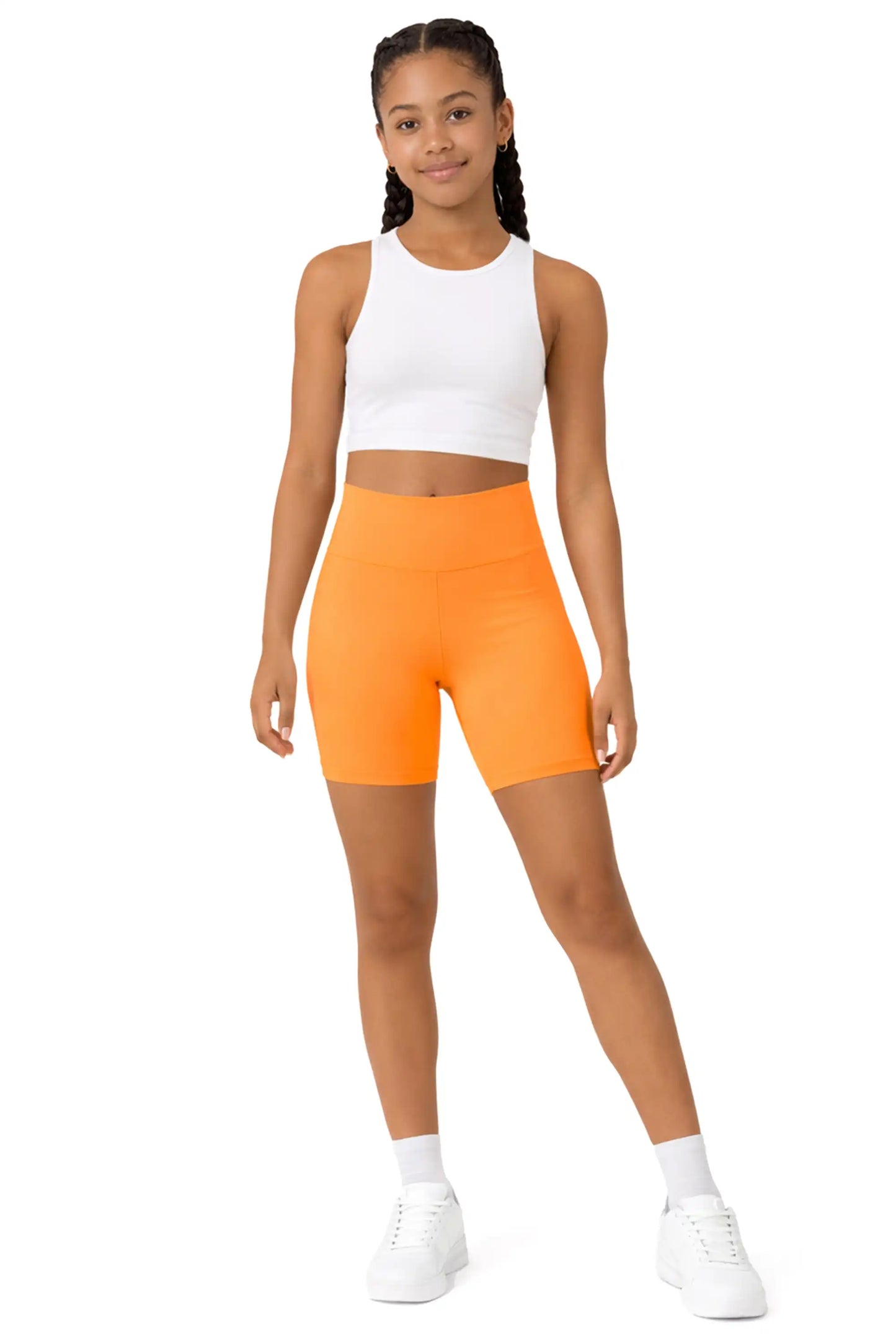 Girls High Waist Biker Shorts — Premium Soft 4-Way Stretch Yoga & Dance Athletic Shorts