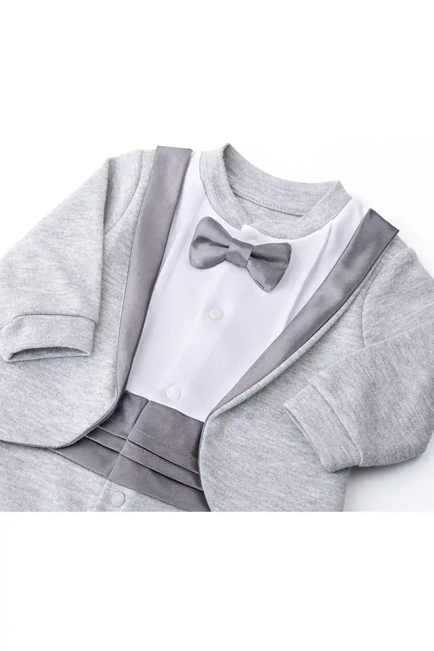 Baby Boy Footie Tuxedo Outfit with Bow Tie for Christmas Holidays - The Perfect Gentleman Look