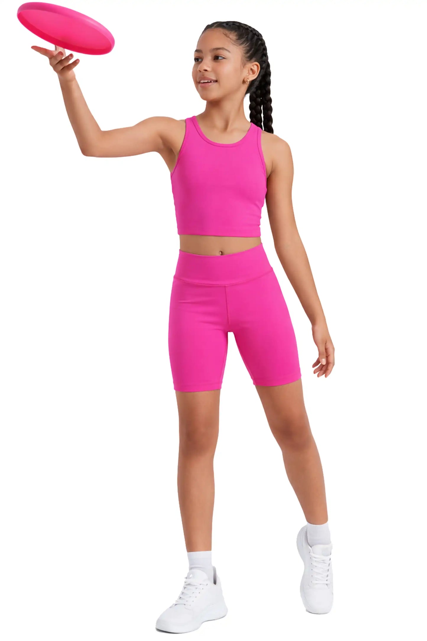 Girls High Waist Biker Shorts — Premium Soft 4-Way Stretch Yoga & Dance Athletic Shorts
