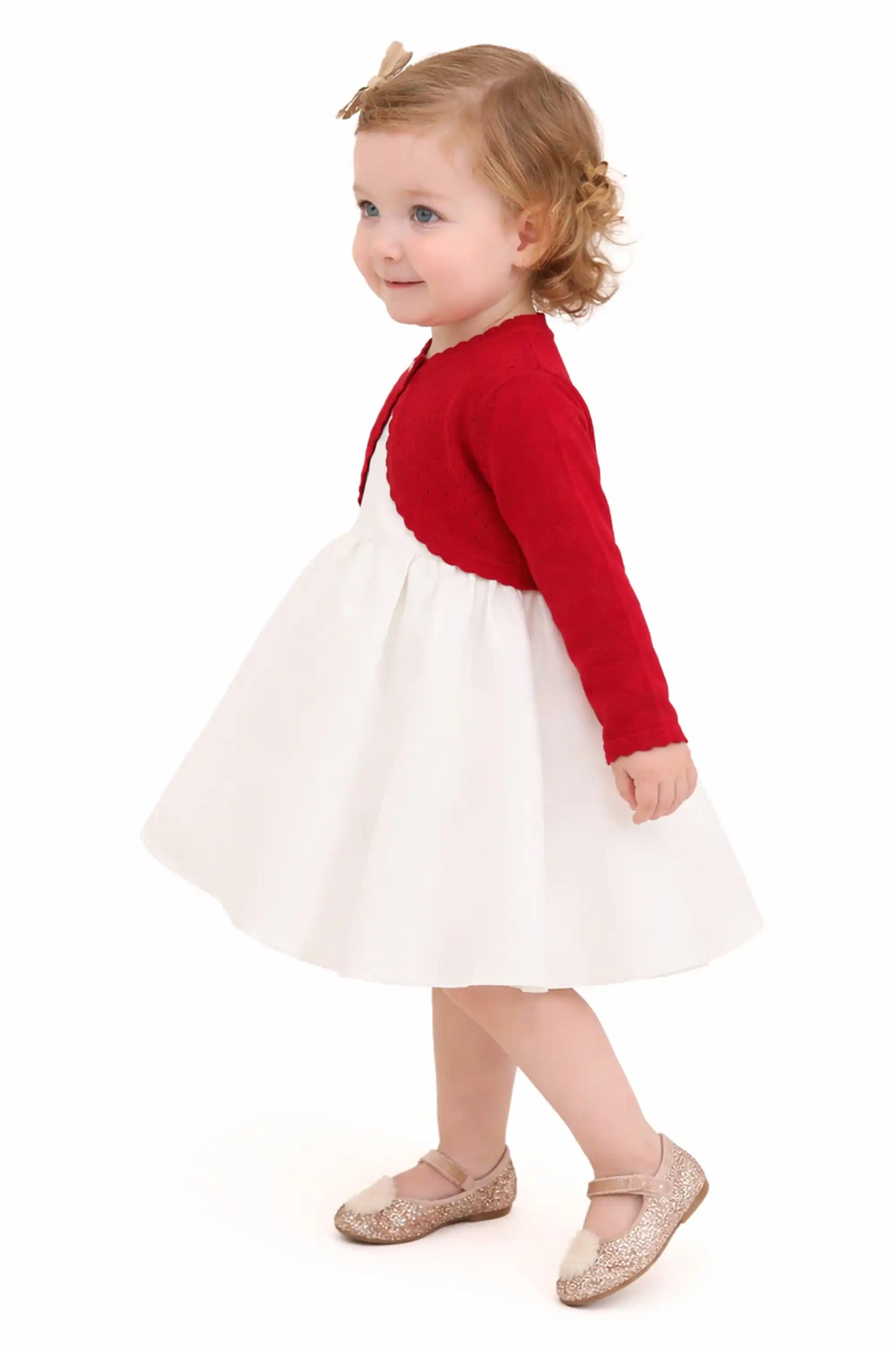 Baby Girls' Long Sleeve Knit One Button Closure Bolero Shrug