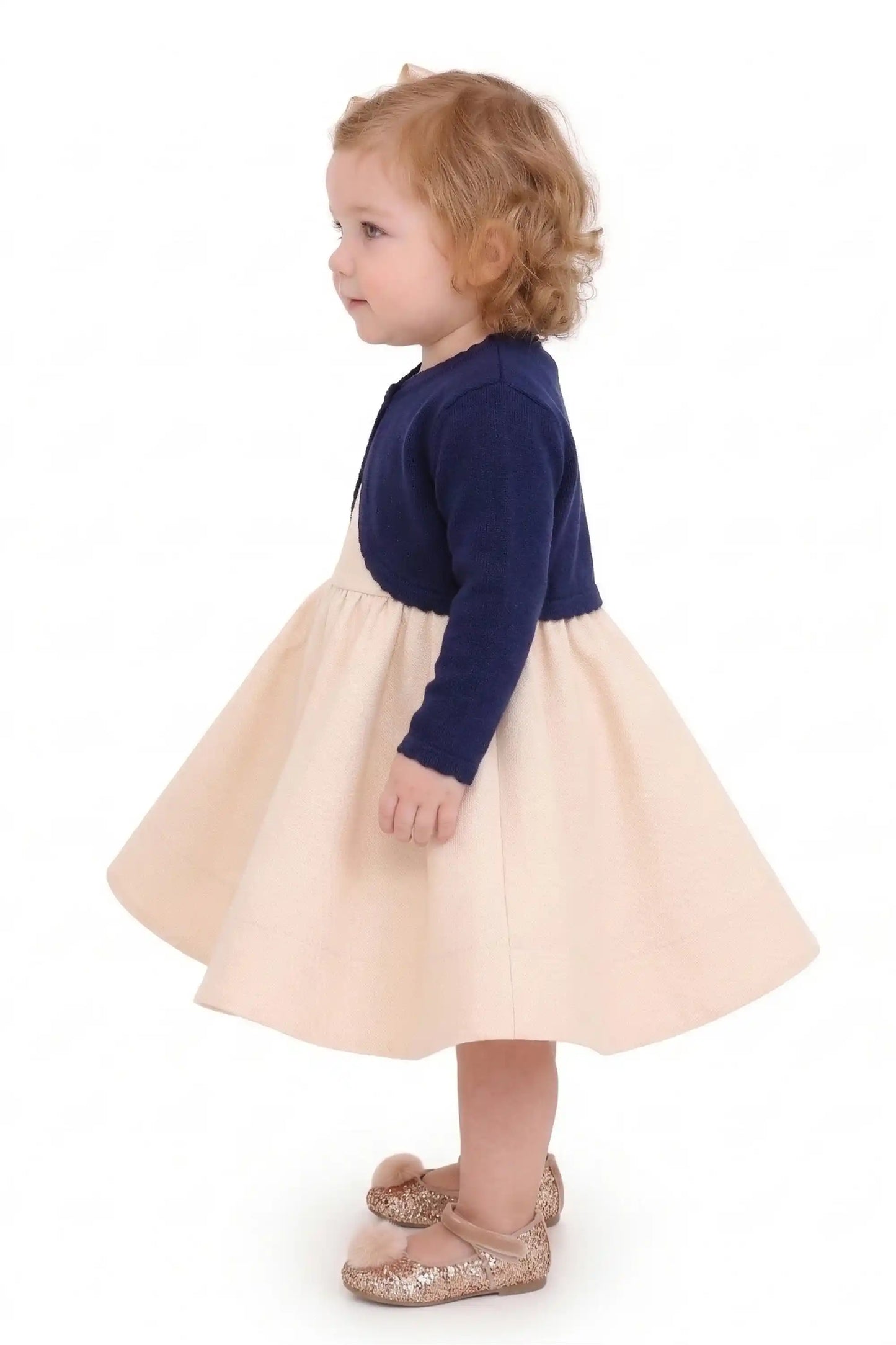 Baby Girls' Long Sleeve Knit One Button Closure Bolero Shrug