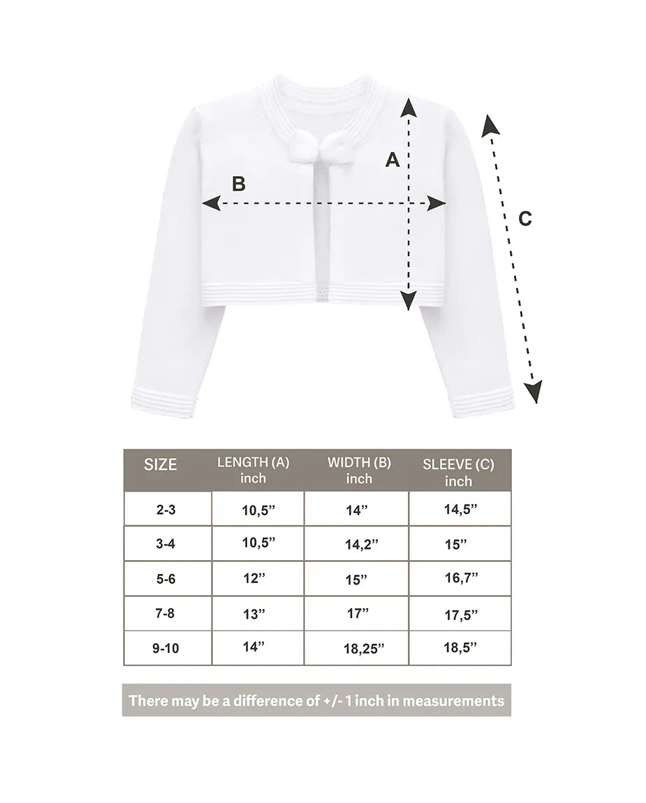 Little Girls' Long Sleeve Bowknot Closure Bolero Cardigan