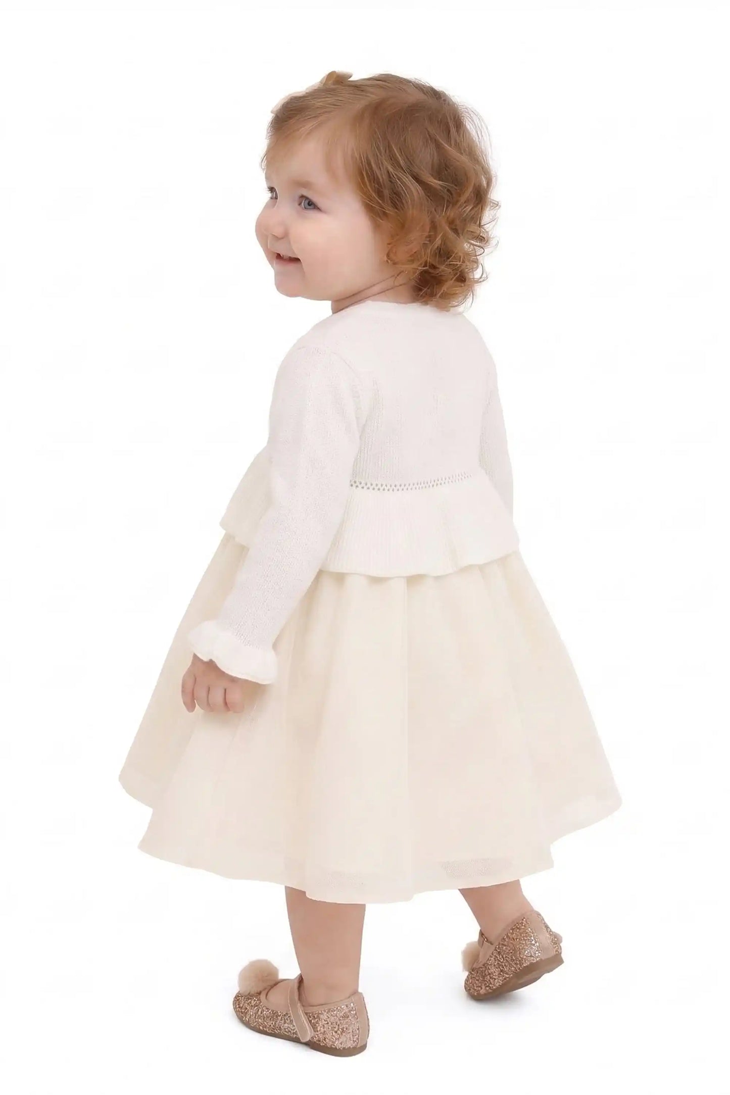 Baby Girls' Long Sleeve Knit One Button Closure Bolero Shrug