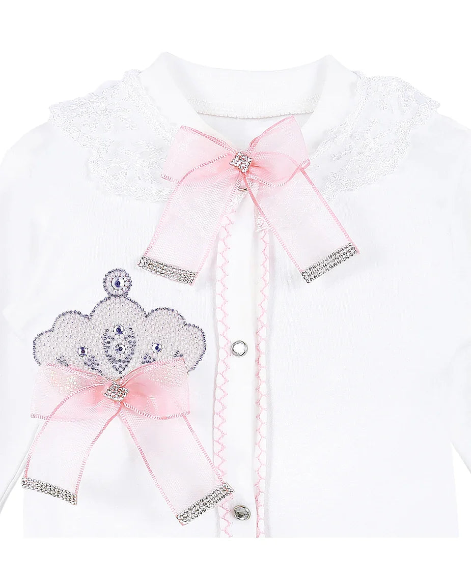 Jeweled Crown Layette Gift Set for Baby Girls: 3 Pieces