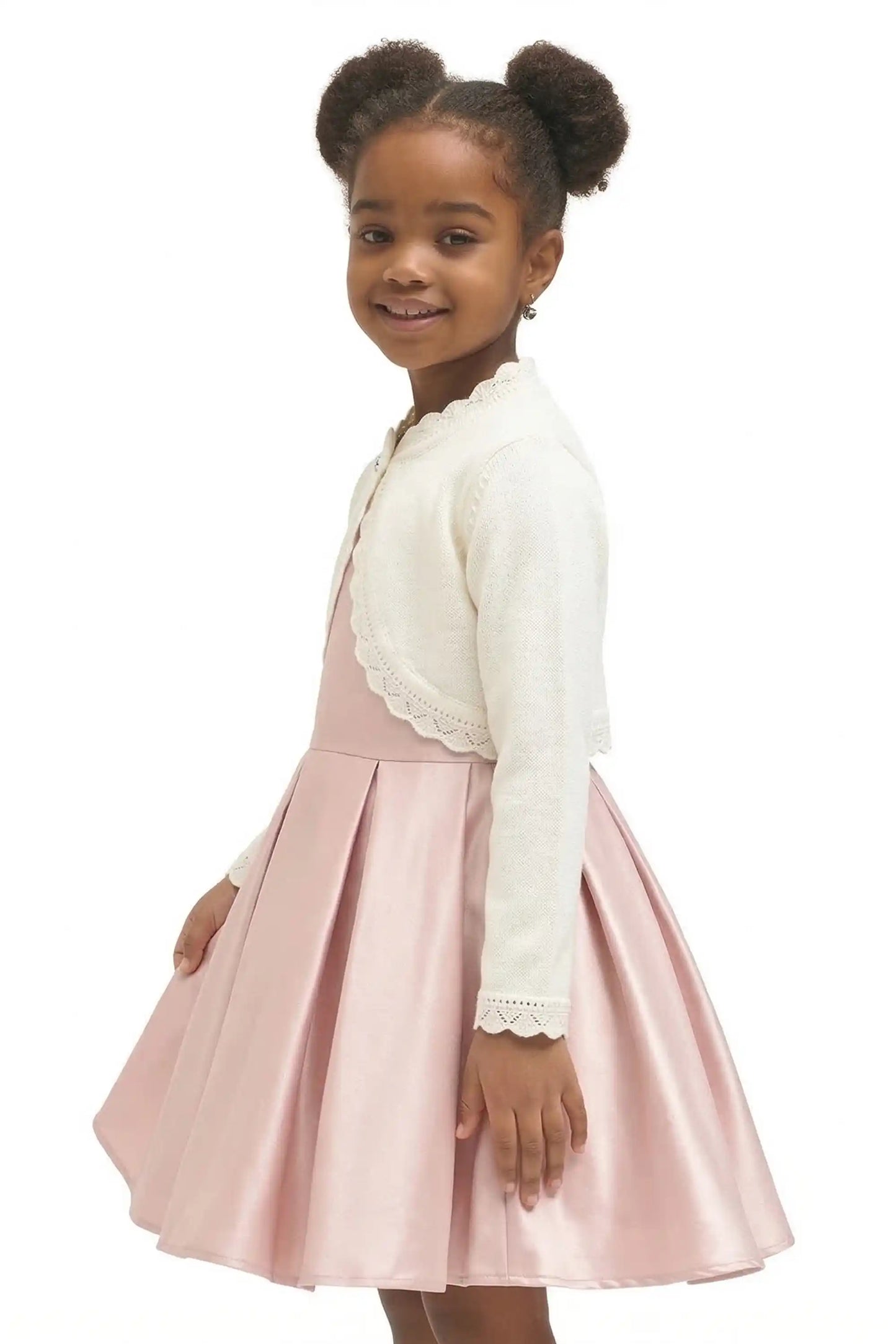 Little Girls' Knit Long Sleeve Button Closure Bolero Cardigan Shrug