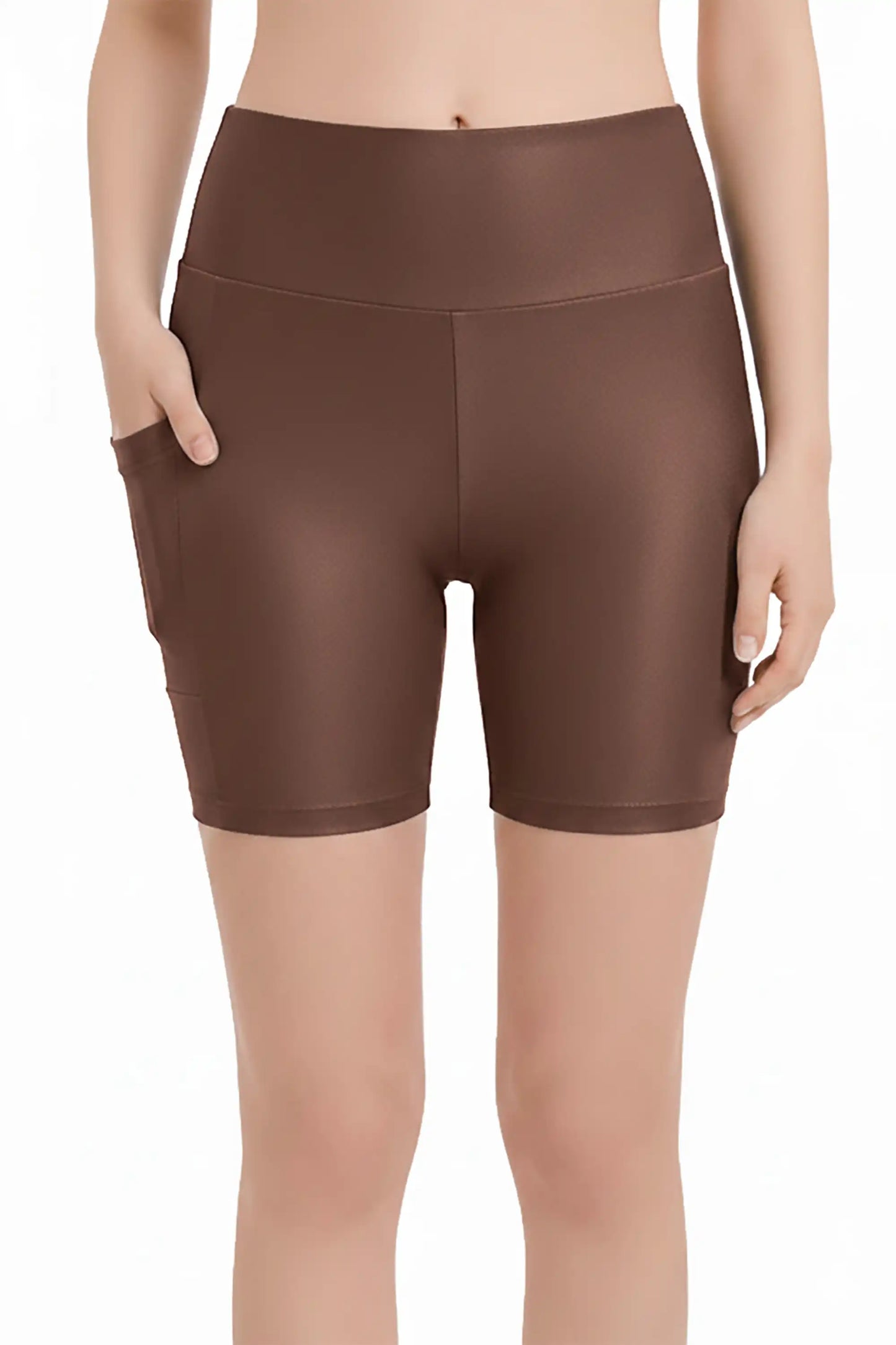 Girls Athletic Shorts with Pocket High Waisted Biker Shorts for Dance Yoga Gymnastics